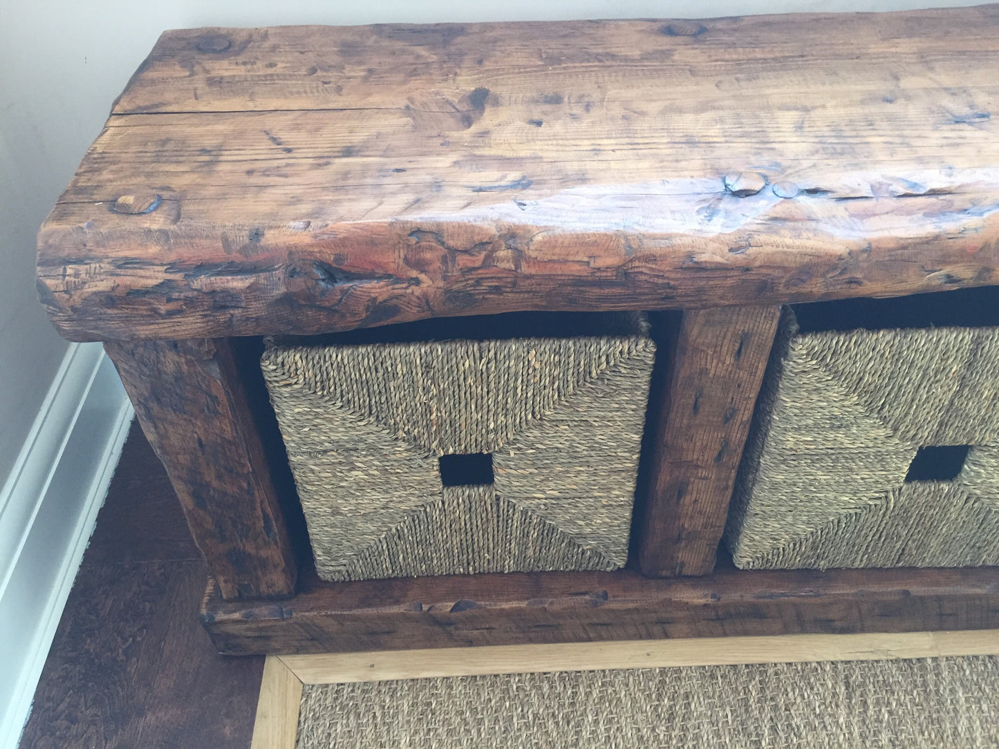 Handmade rustic tv unit with storage. Made from old french wood!