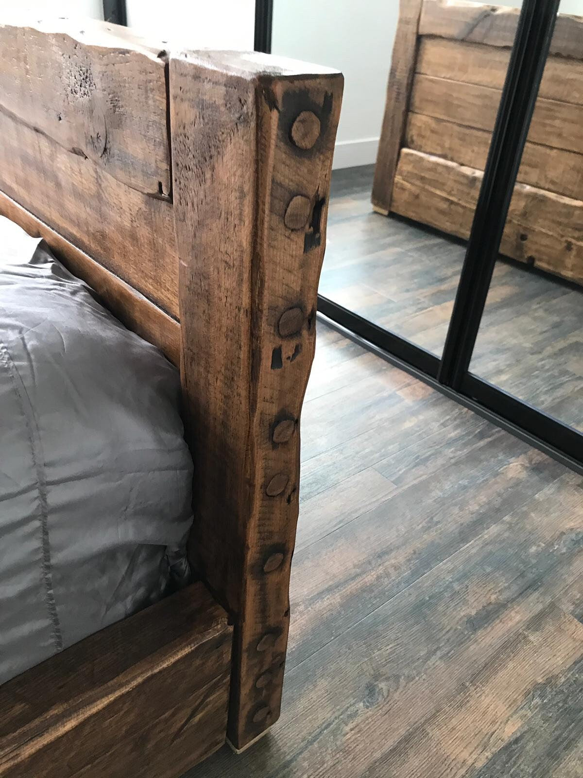 Chunky French oak bed