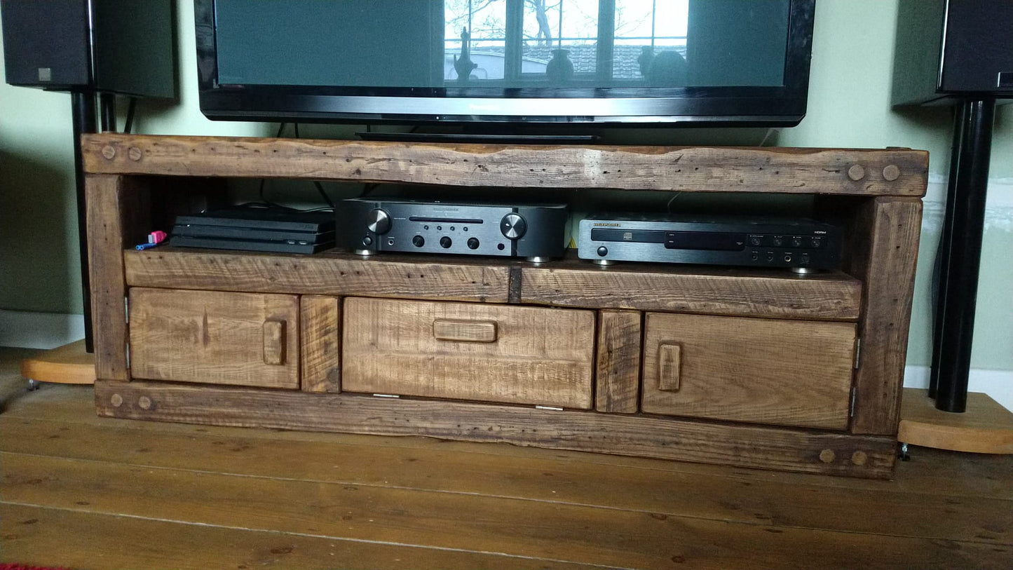 Handmade French oak tv unit