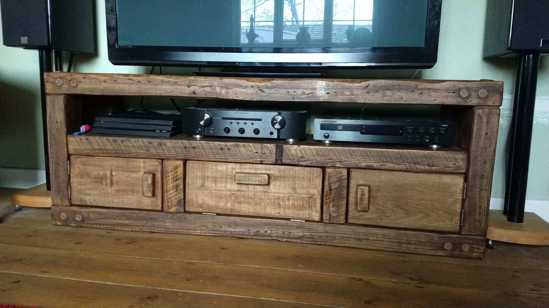 Handmade Reclaimed French Oak TV Unit Stand