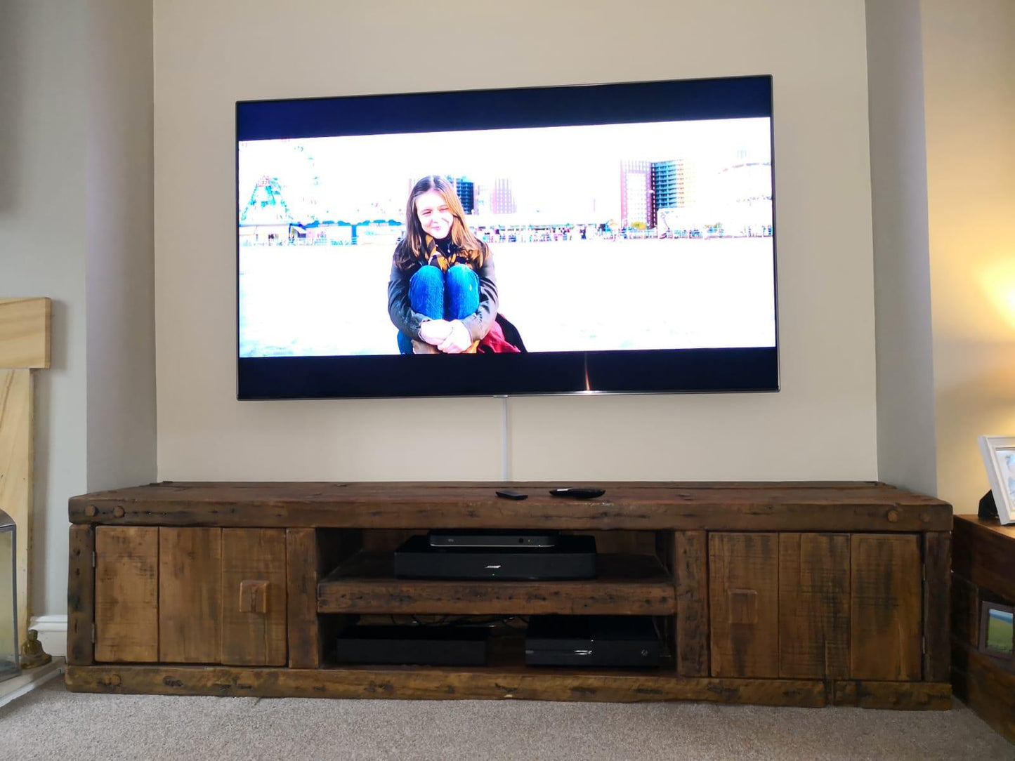 Handmade French oak tv unit