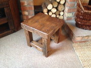 Handcrafted Reclaimed Oak Stool & Side Table