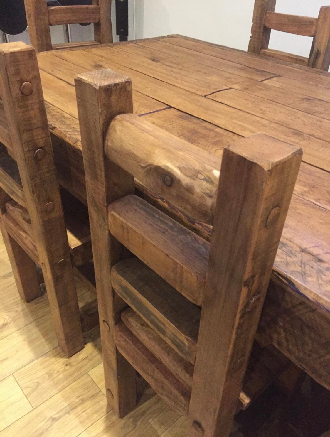 10 seating chunky rustic dining table set