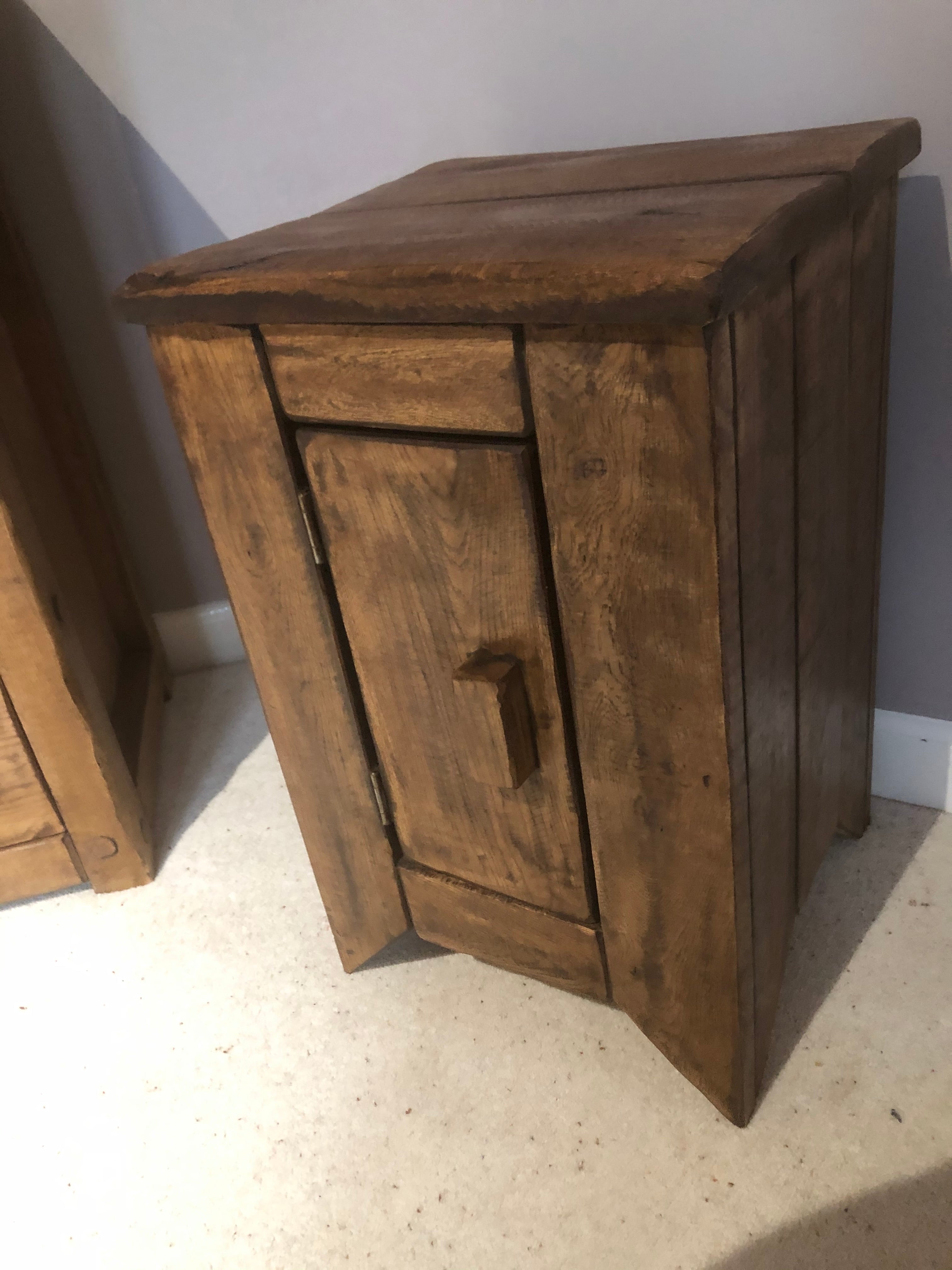 Handcrafted Reclaimed French Oak Bedside Tables
