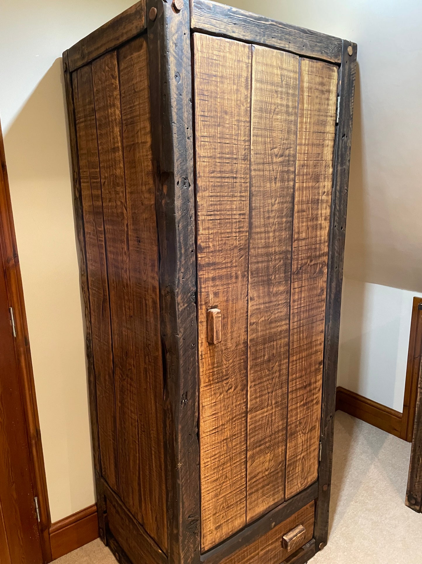 Chunky wardrobe made from reclaimed French oak