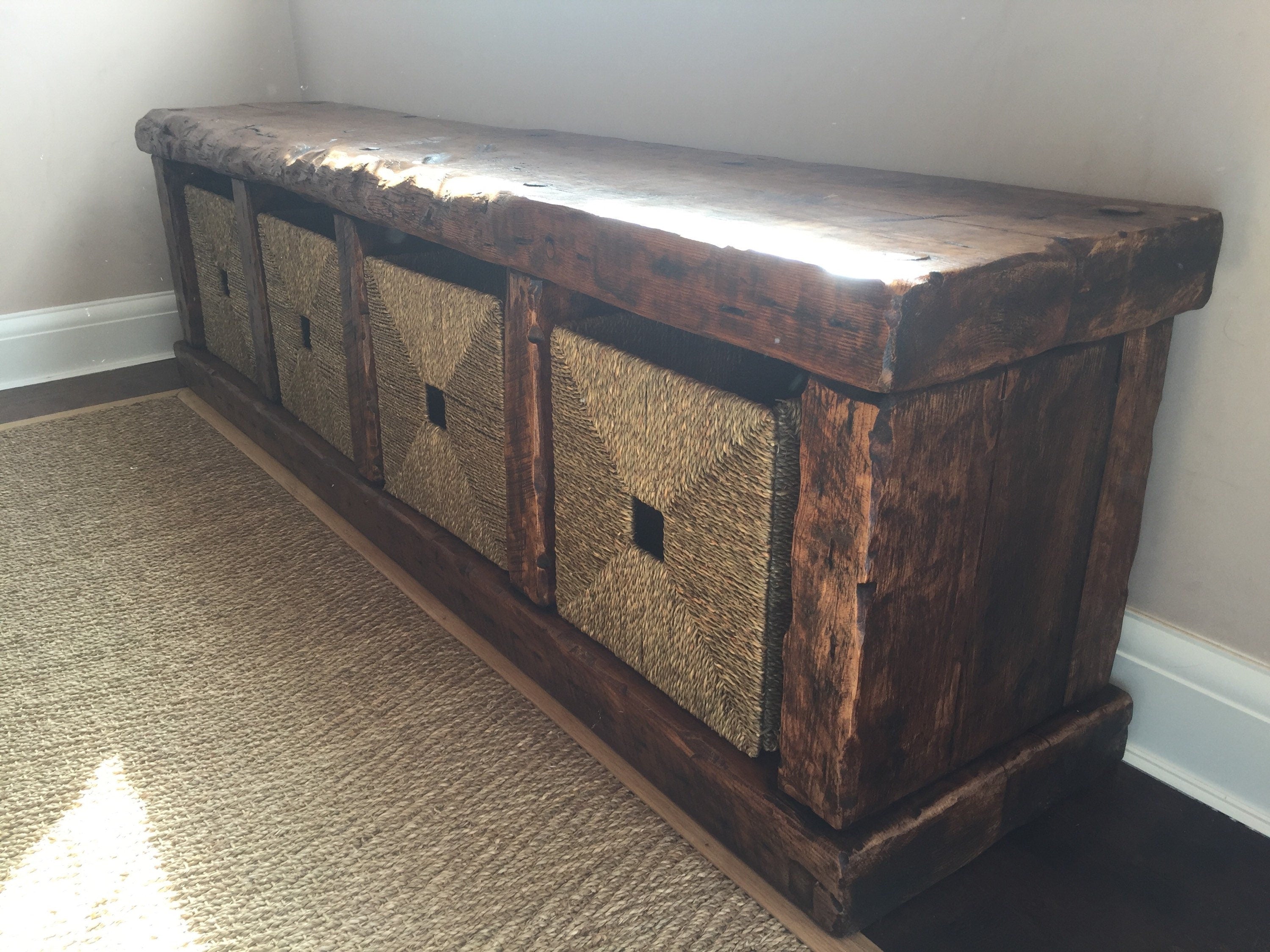 Handmade Rustic Reclaimed Wood TV Unit with Storage