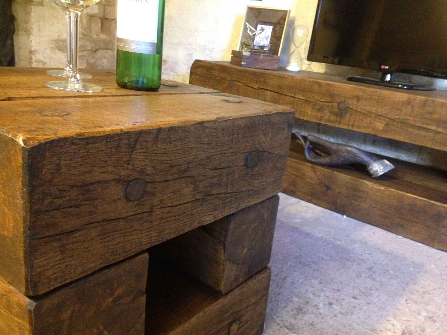 Handmade tv unit made from old french oak!