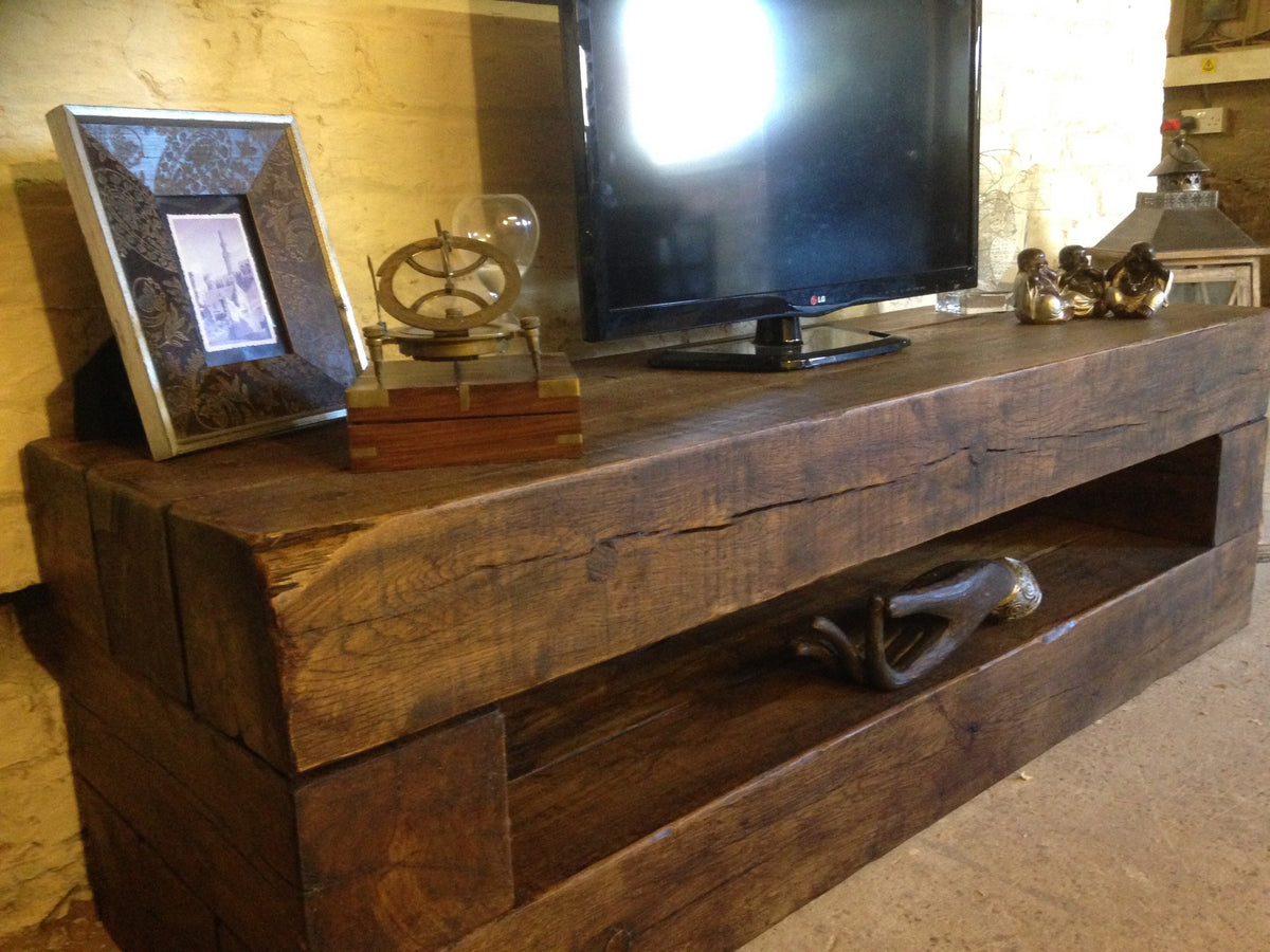 Handmade Reclaimed French Oak TV Unit Cabinet
