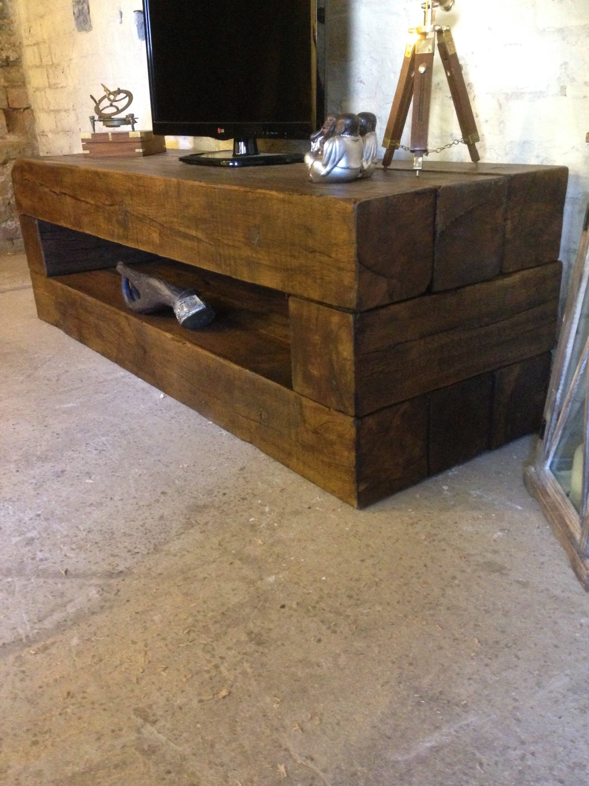 Handmade Reclaimed French Oak TV Unit Cabinet