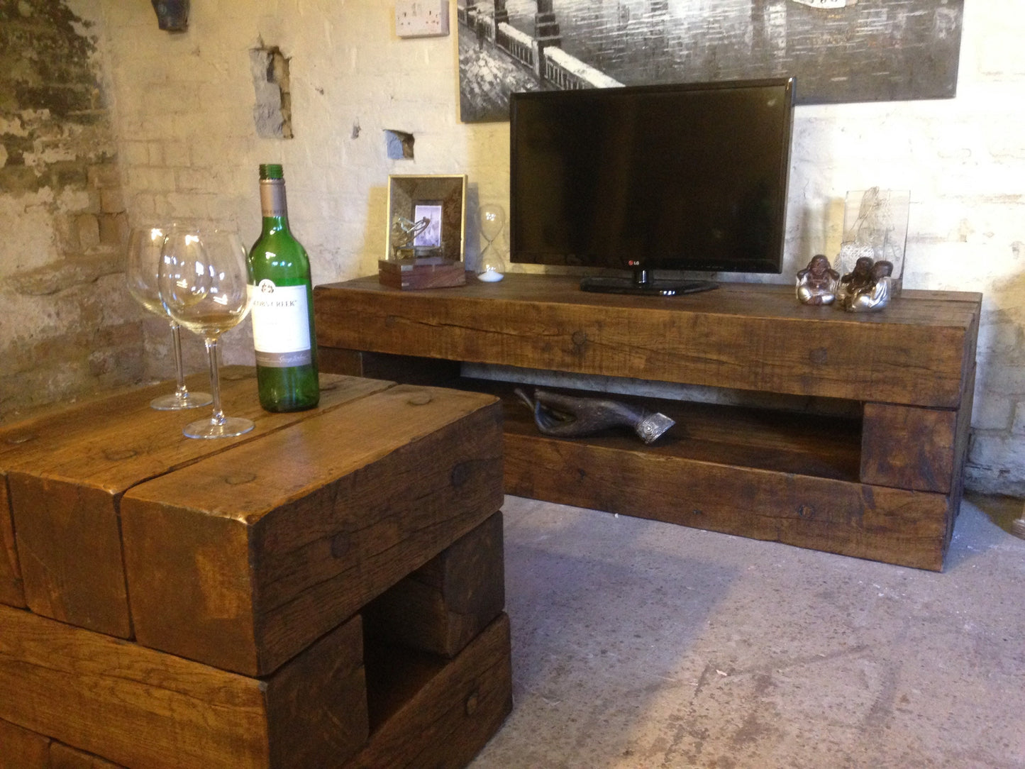 Handmade tv unit made from old french oak!