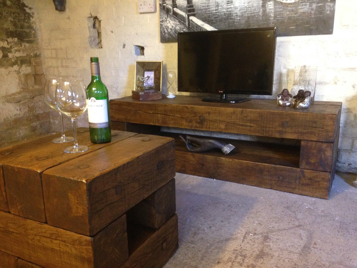 Handmade Reclaimed French Oak TV Unit Cabinet