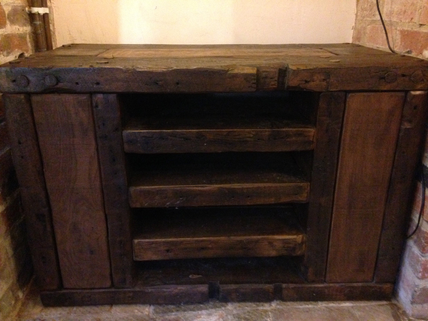 Rustic Tv unit made from old french wood.