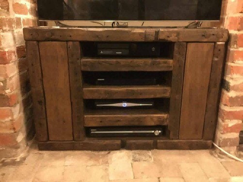 Rustic Tv unit made from old french wood.