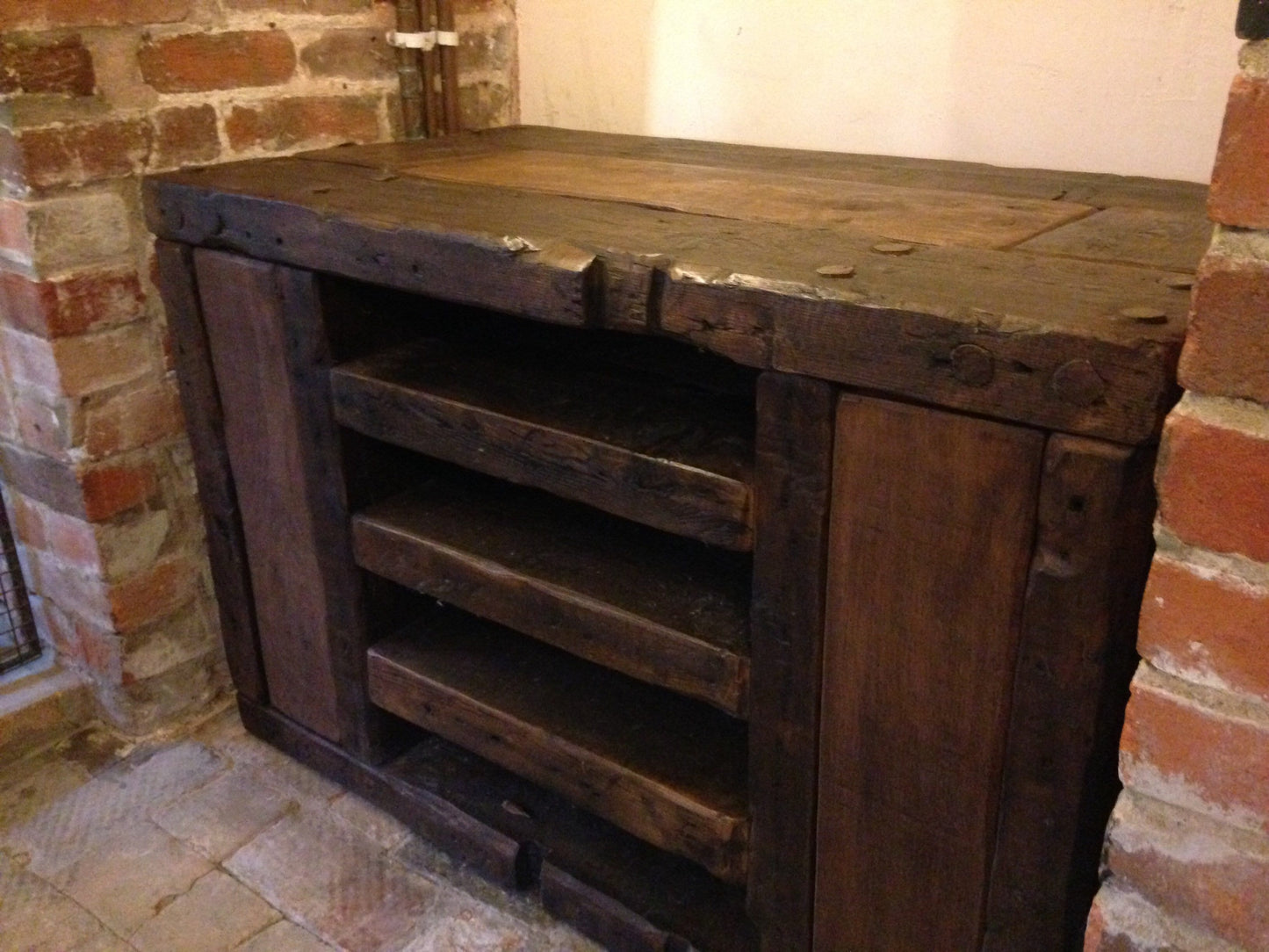 Rustic Tv unit made from old french wood.