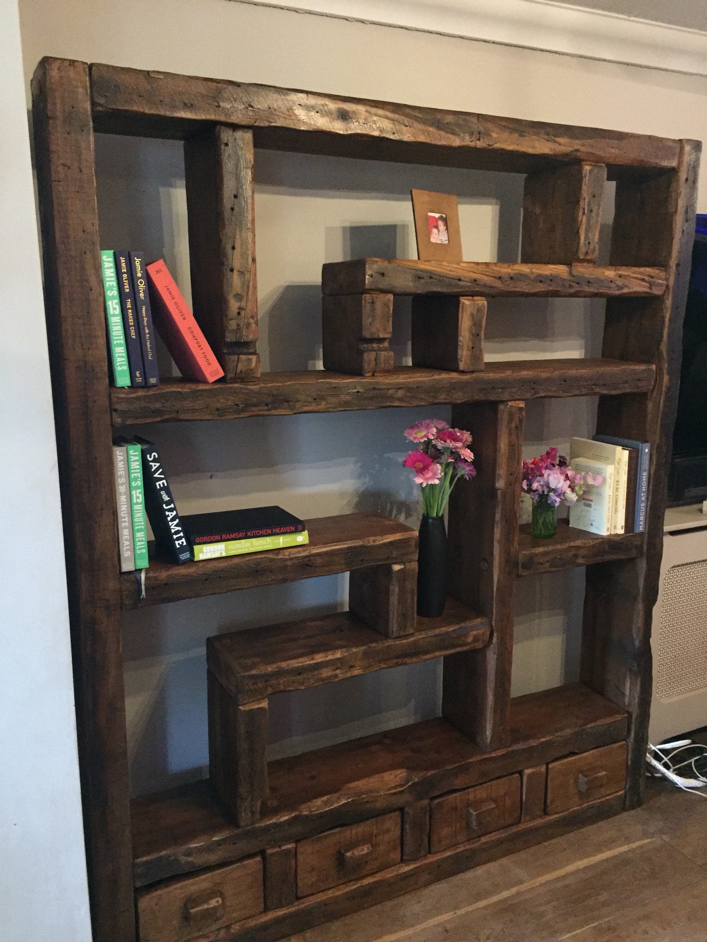 Chunky Rustic Reclaimed Wood Shelving Unit