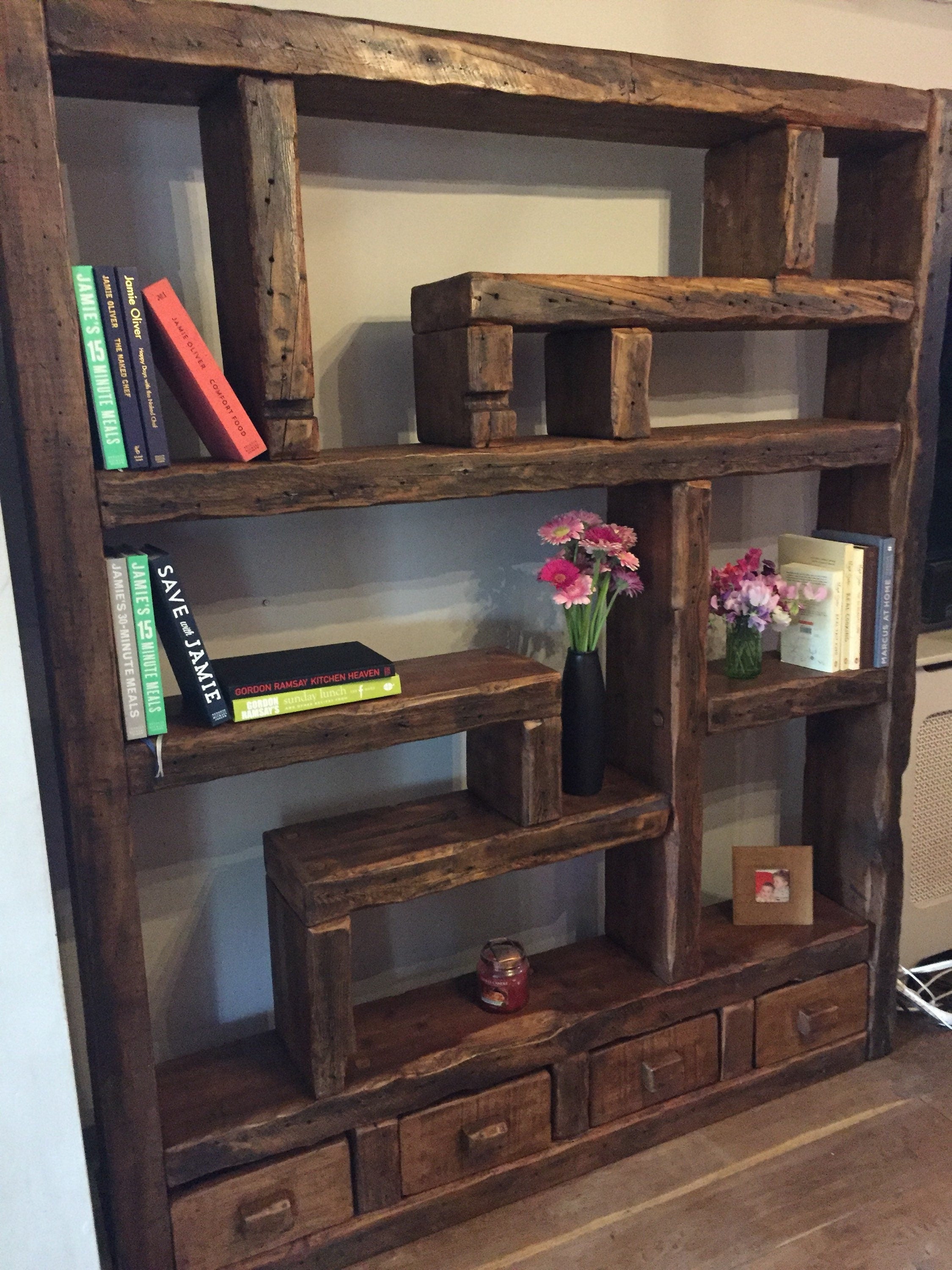 Chunky Rustic Reclaimed Wood Shelving Unit