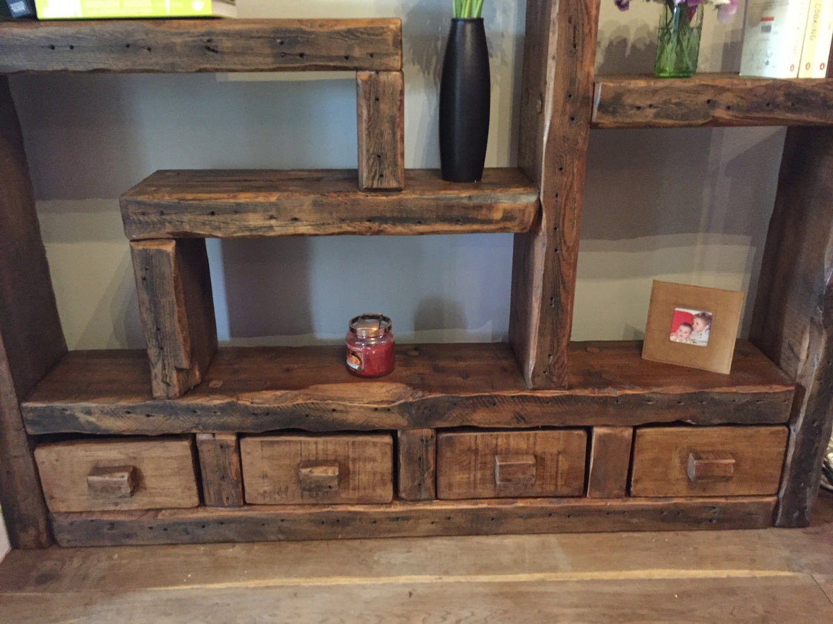 Chunky Rustic Reclaimed Wood Shelving Unit