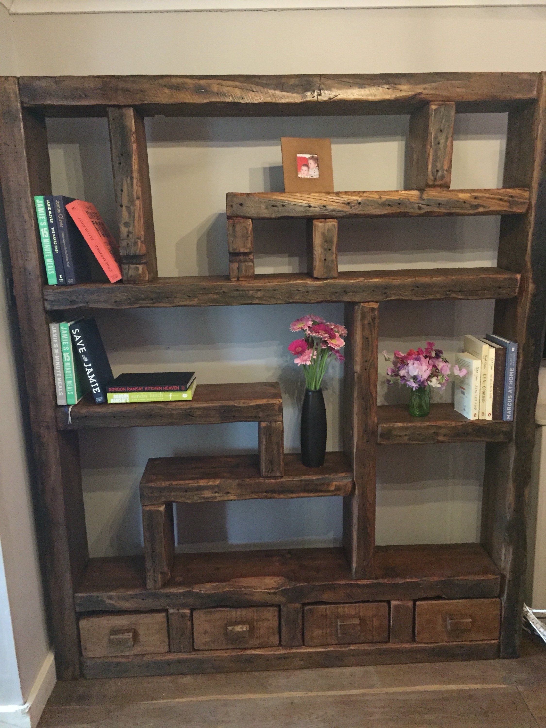 Chunky Rustic Reclaimed Wood Shelving Unit