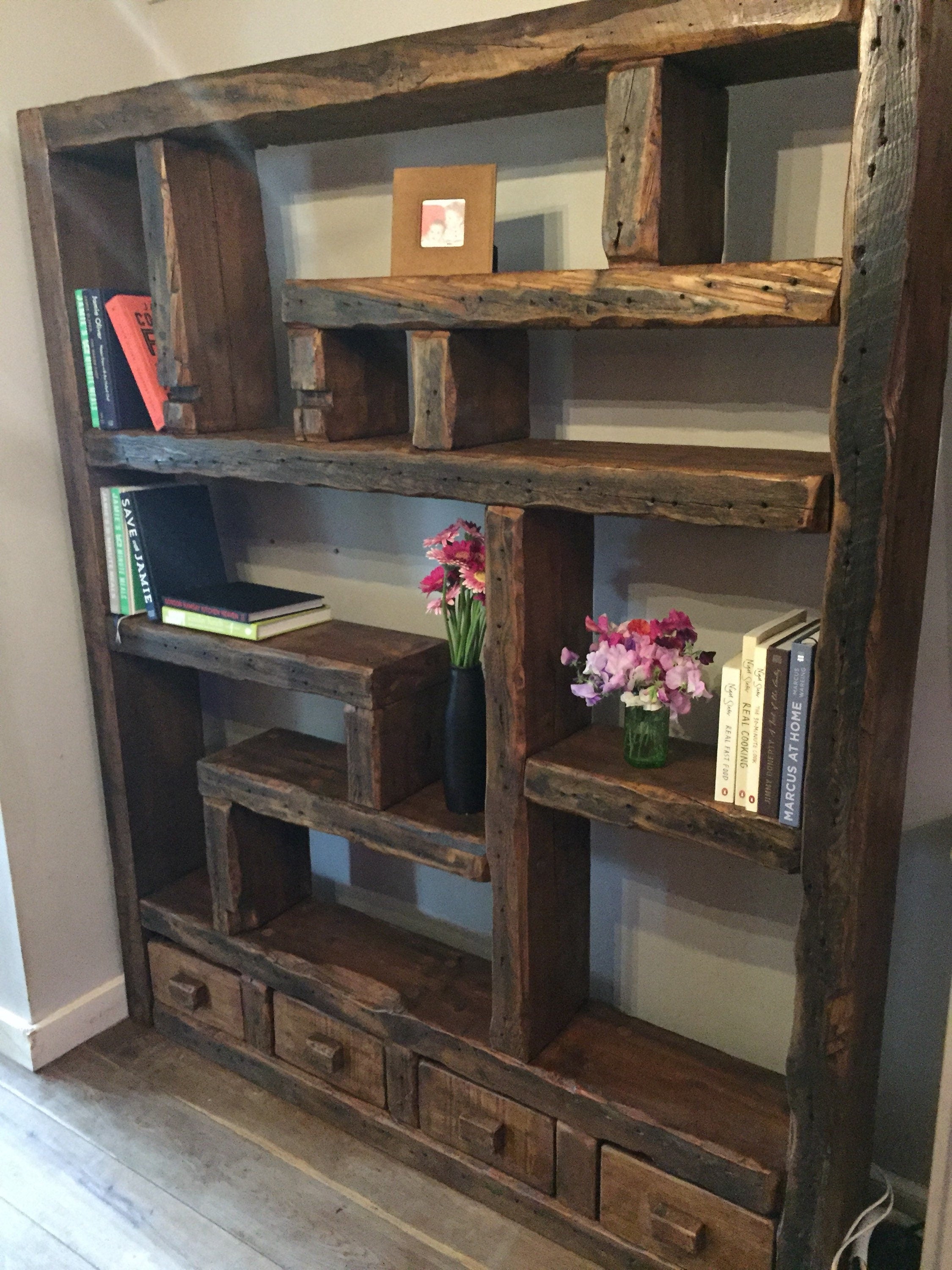 Chunky Rustic Reclaimed Wood Shelving Unit