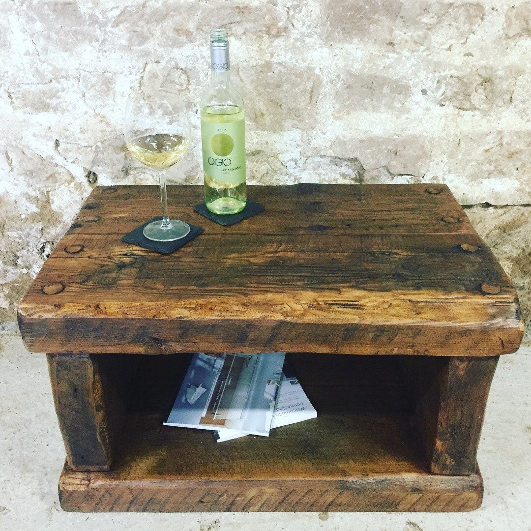 Handmade Reclaimed French Oak Coffee Table & Side Table