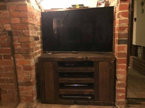 Rustic Tv unit made from old french wood.