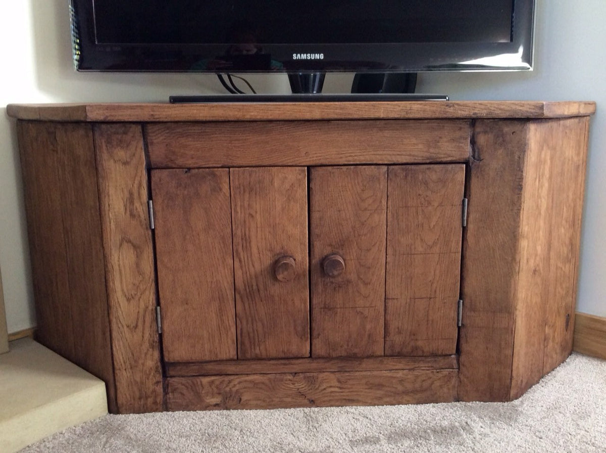 Rustic Reclaimed French Oak Corner TV Unit