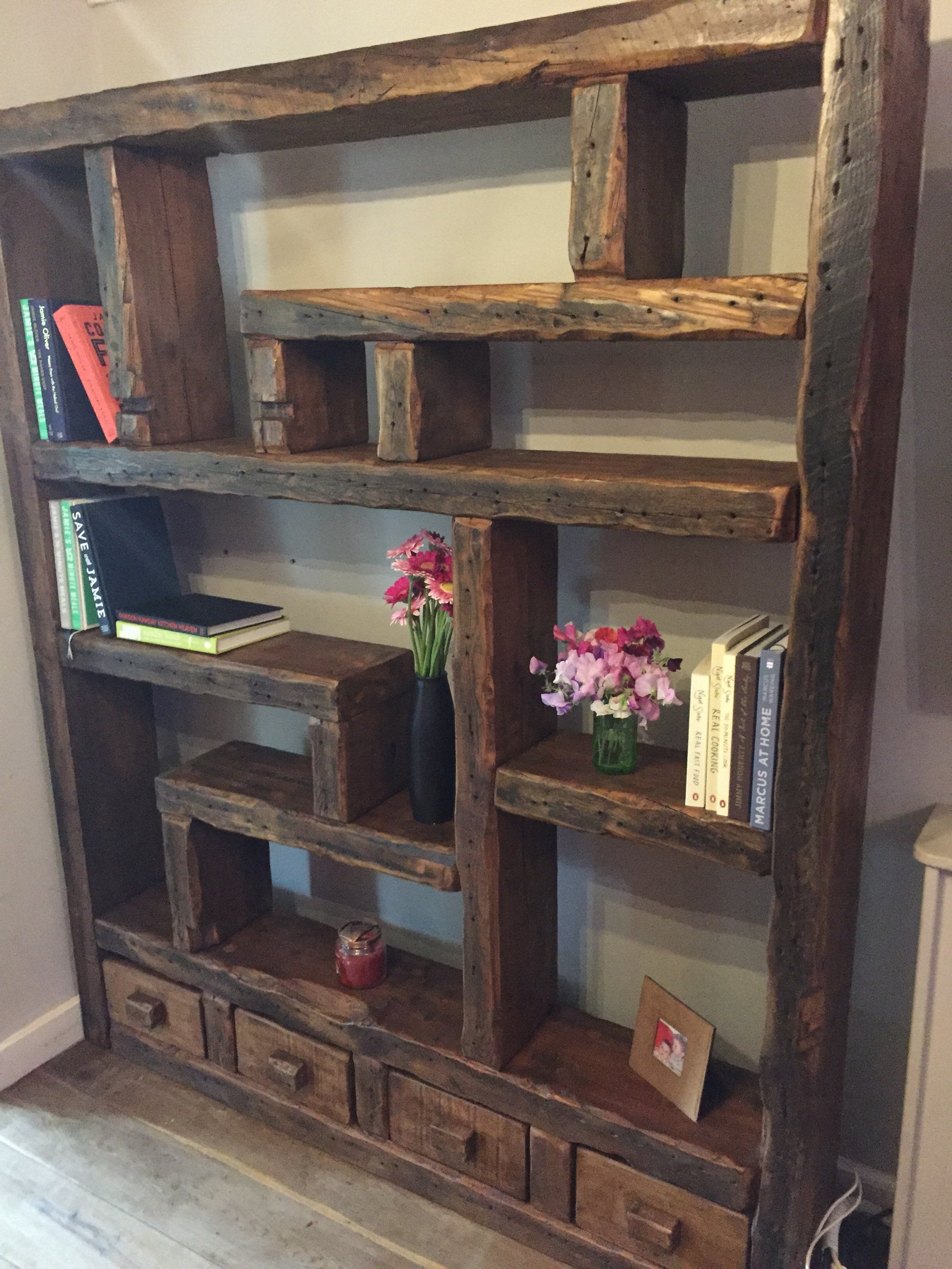 Chunky Rustic Reclaimed Wood Shelving Unit