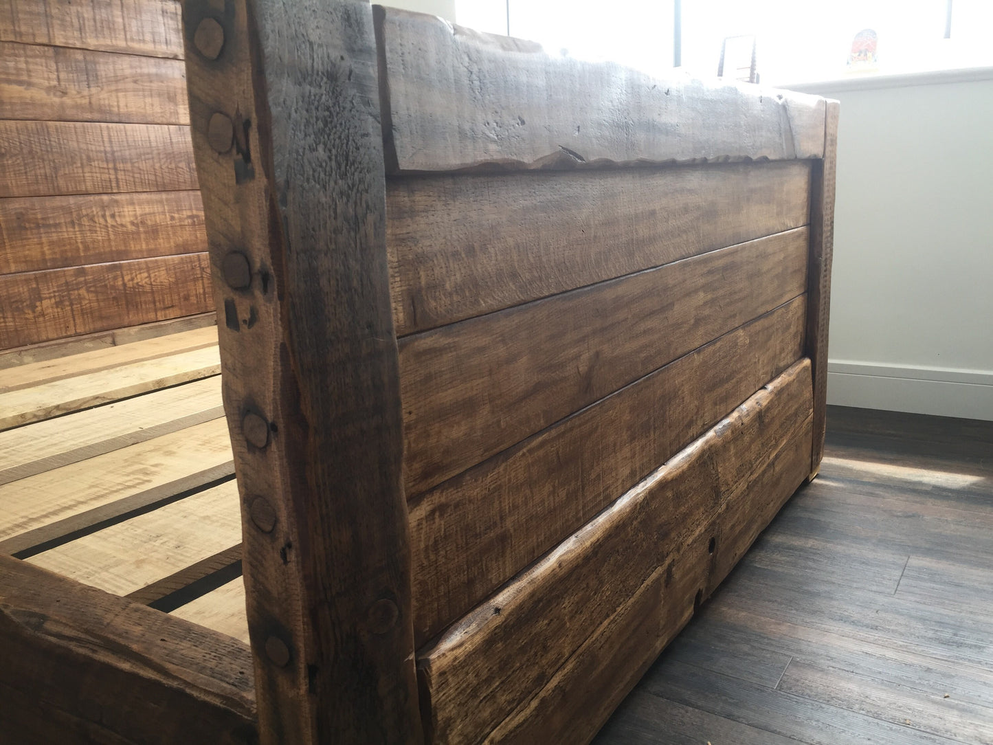 Chunky French oak bed