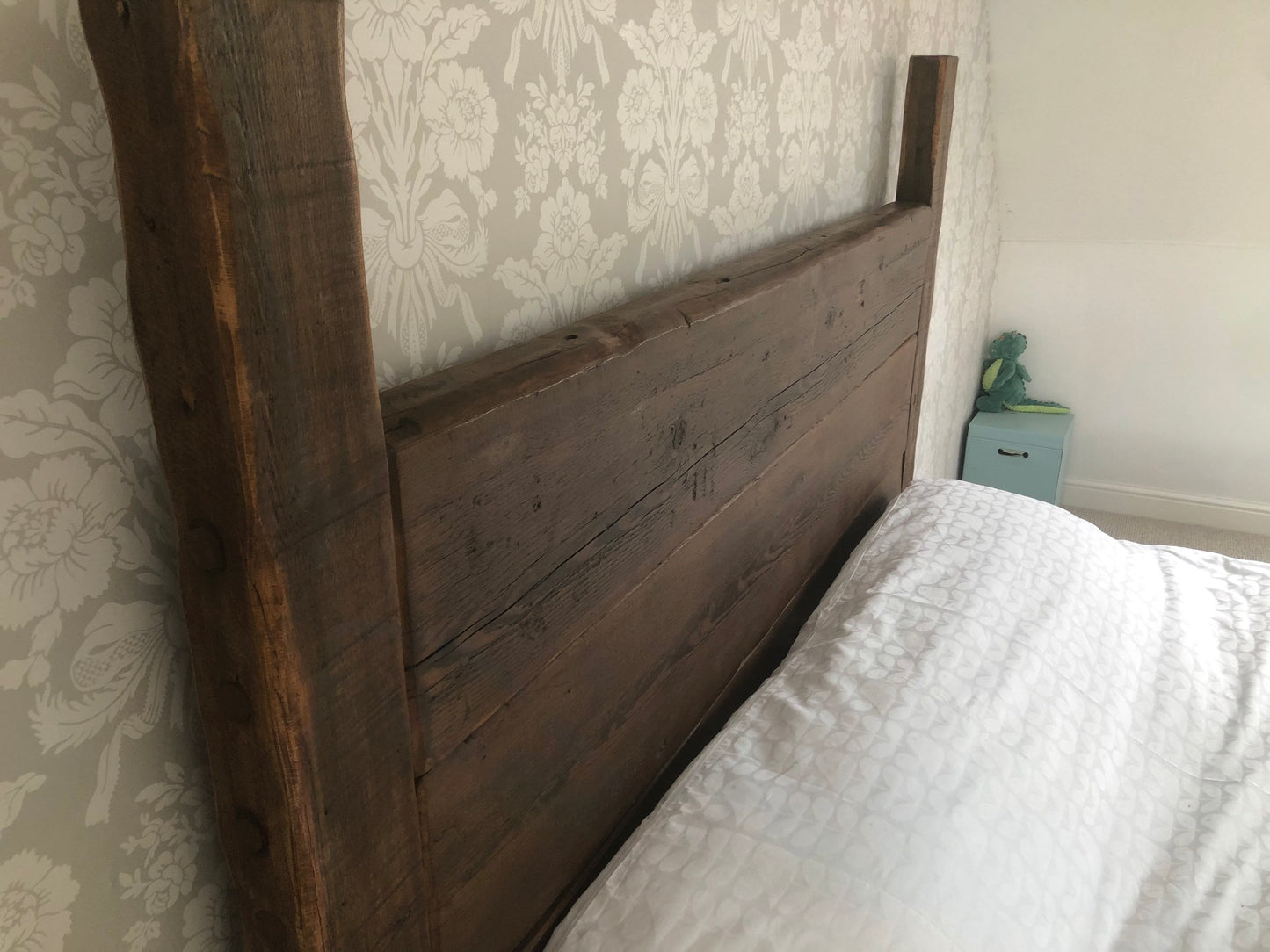 chunky rustic bed handmade from reclaimed wood