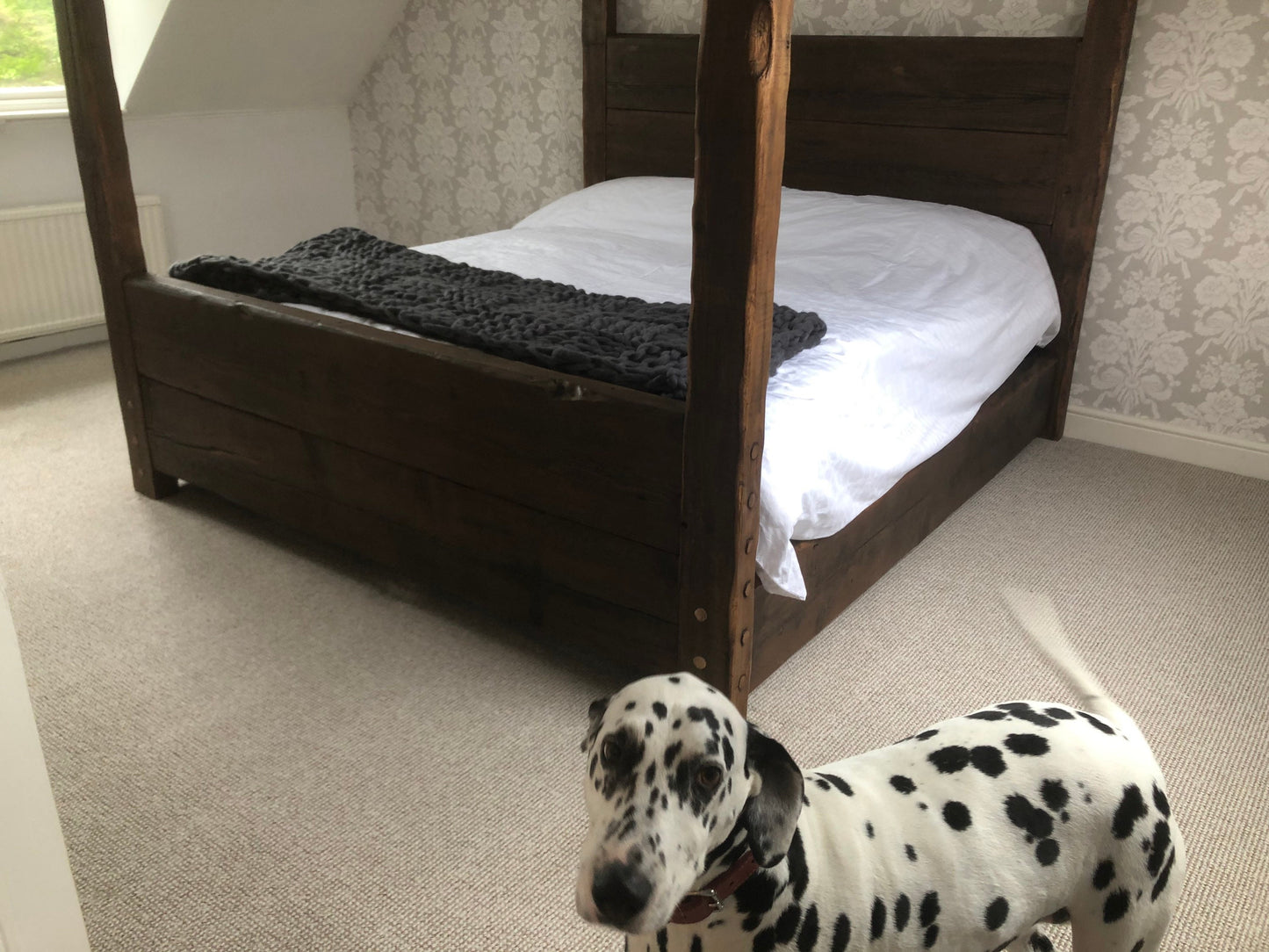 chunky rustic bed handmade from reclaimed wood