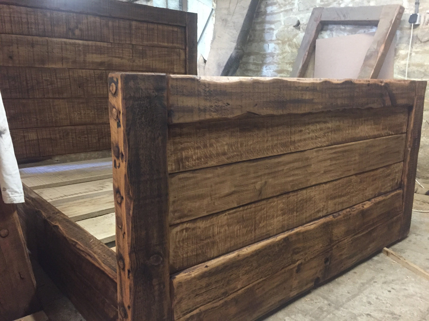 Chunky French oak bed