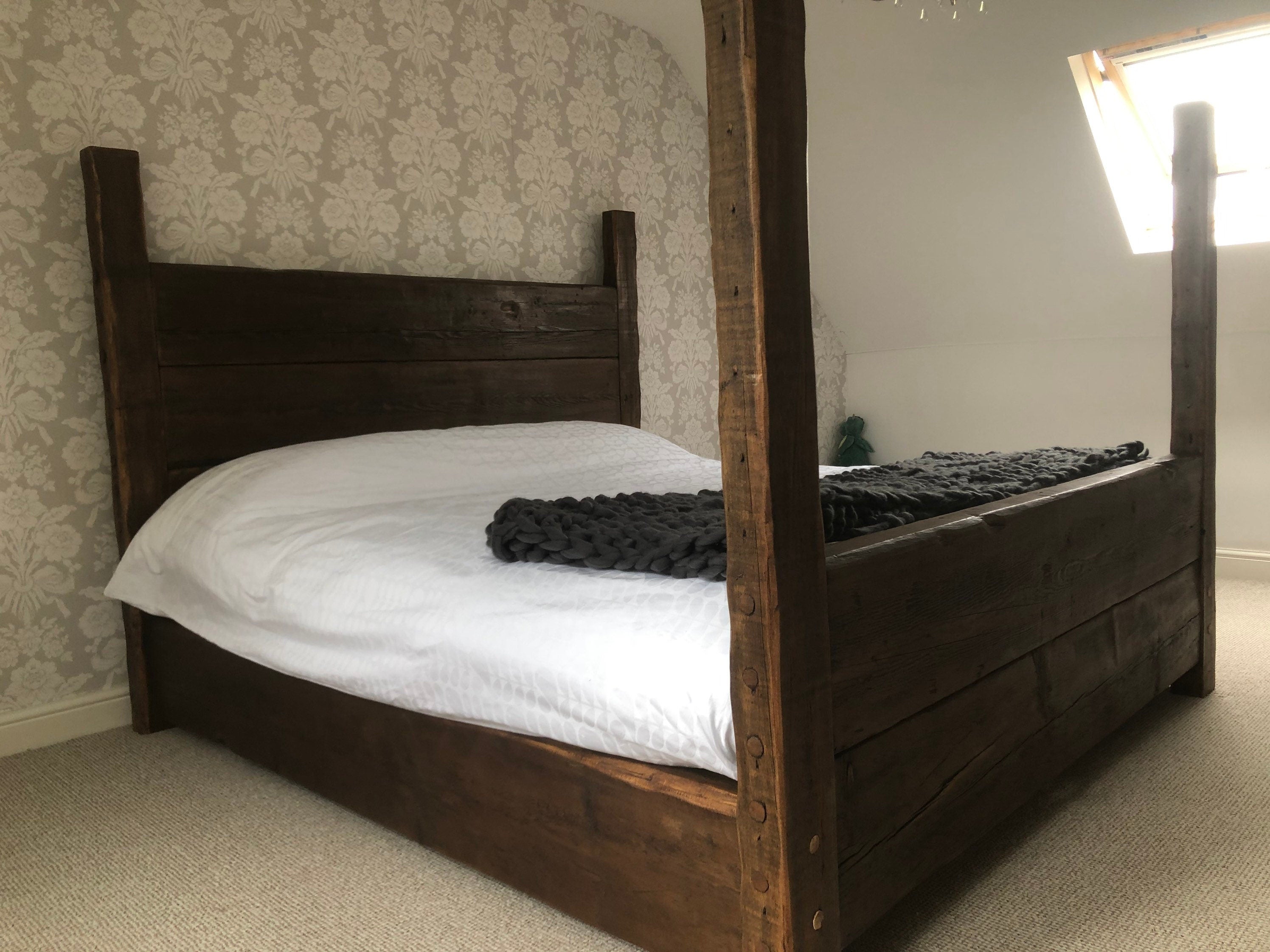 Chunky Rustic Handmade Reclaimed Wood Bed Frame