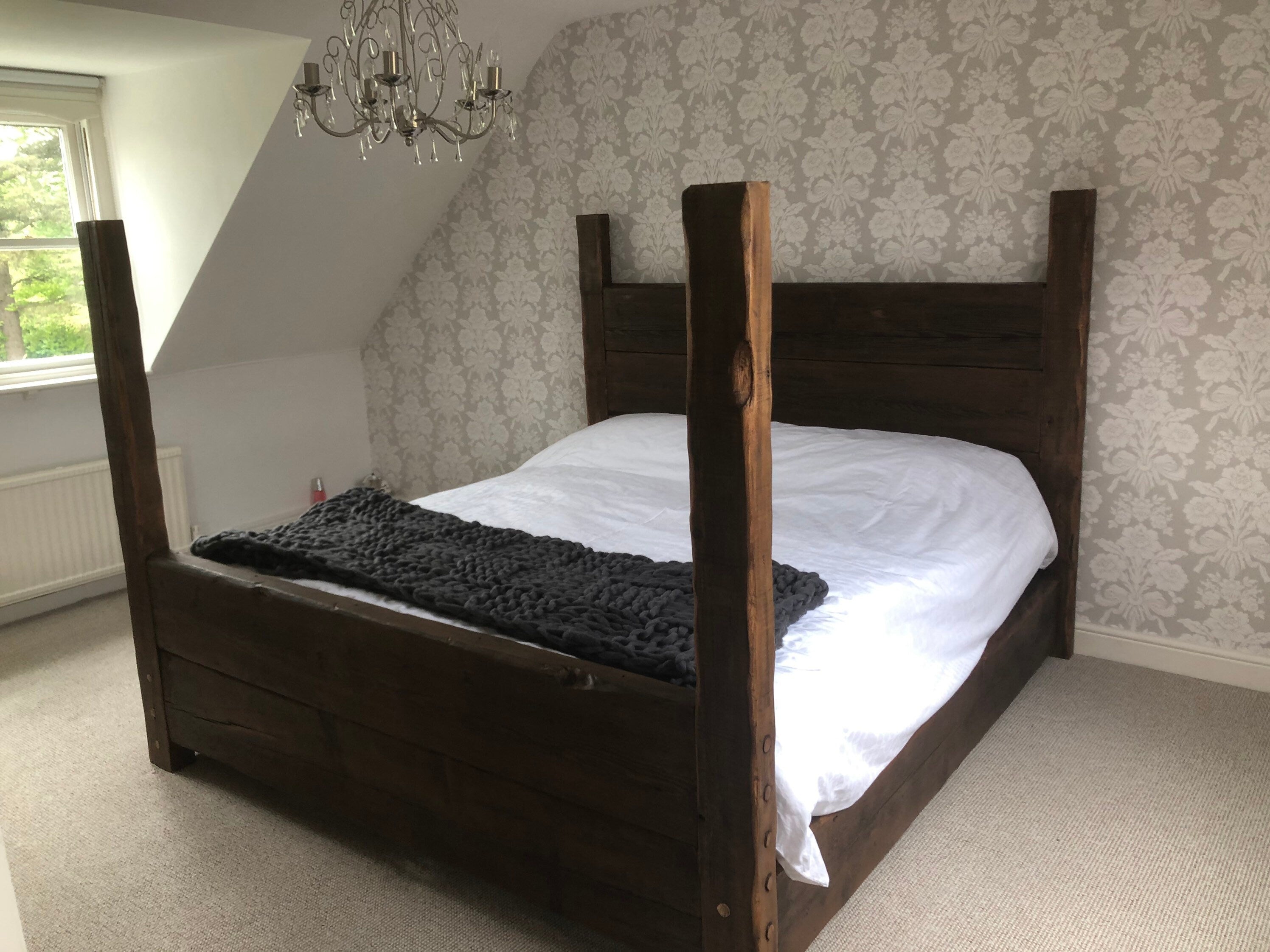 Chunky Rustic Handmade Reclaimed Wood Bed Frame