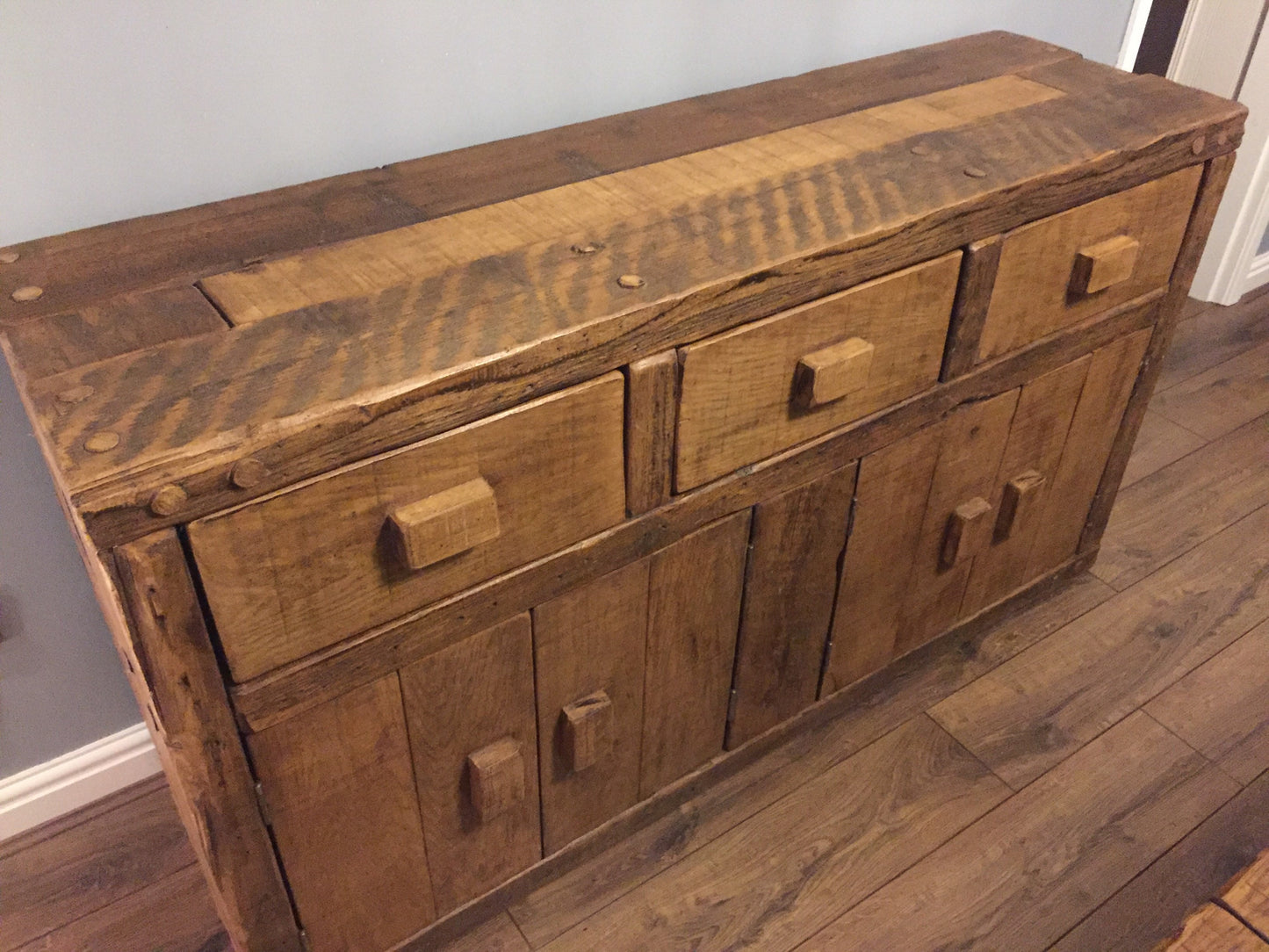 Chunky cupboard made from related French oak!