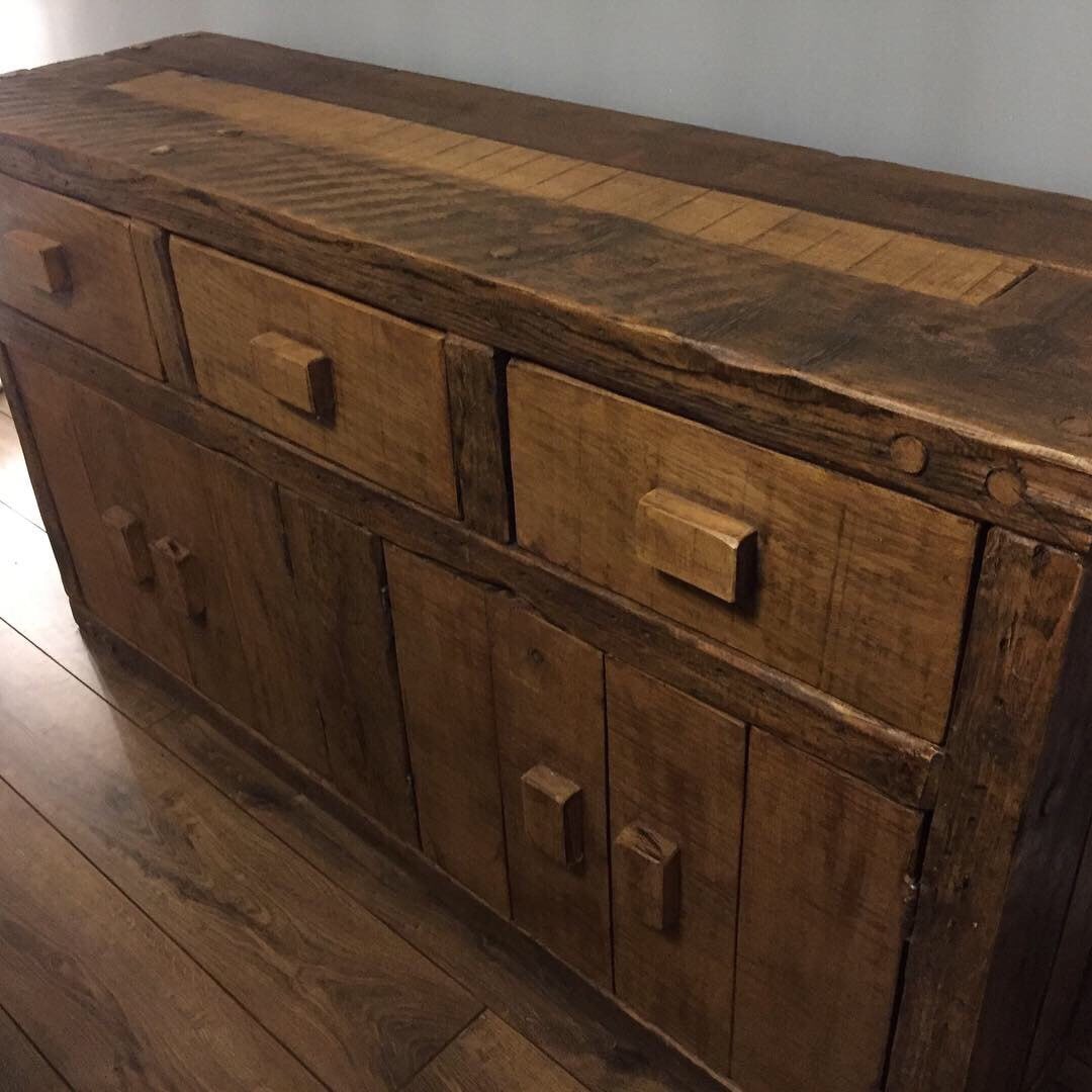 Chunky cupboard made from related French oak!