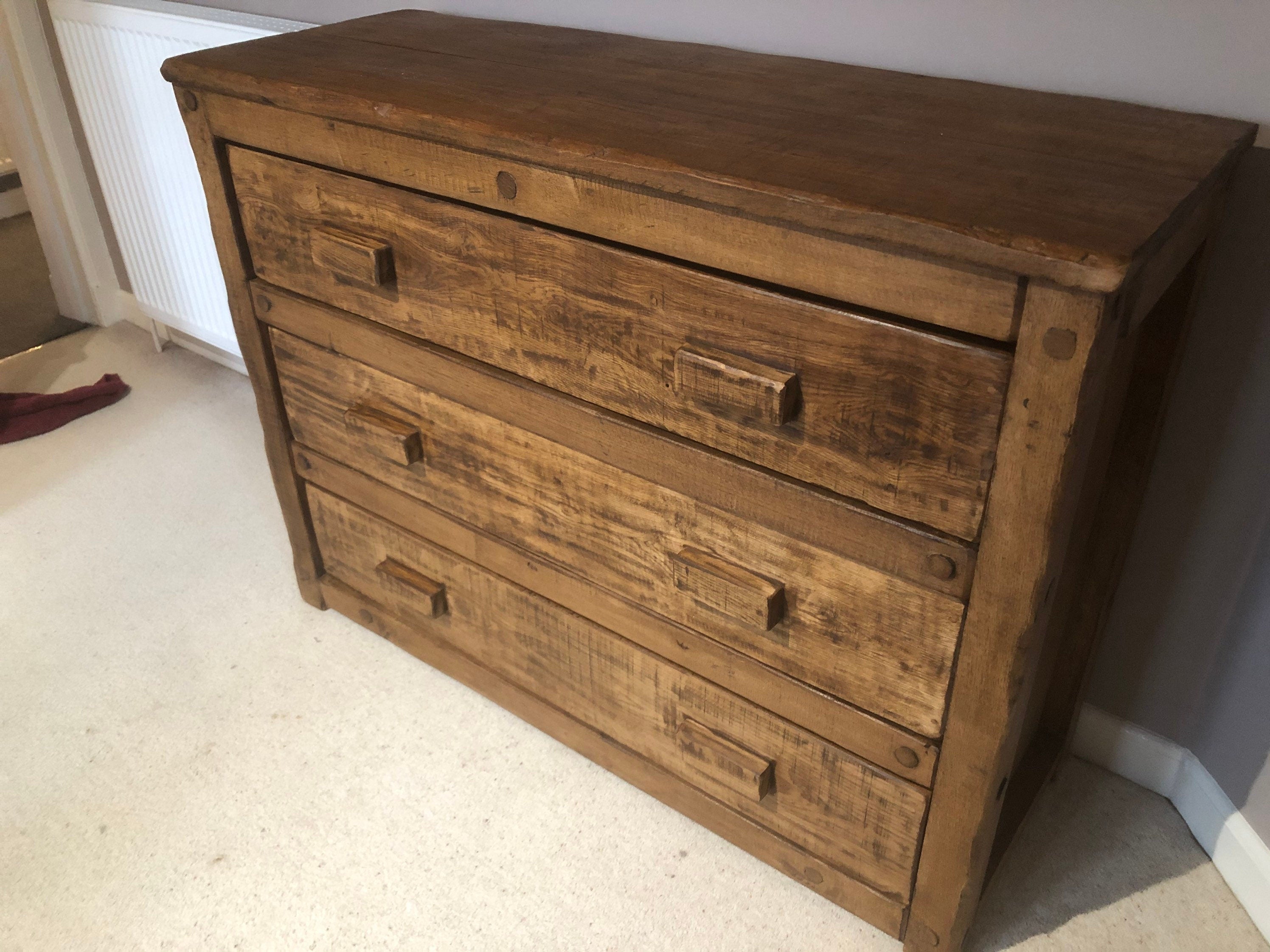 Handcrafted Solid Oak Chest of Drawers