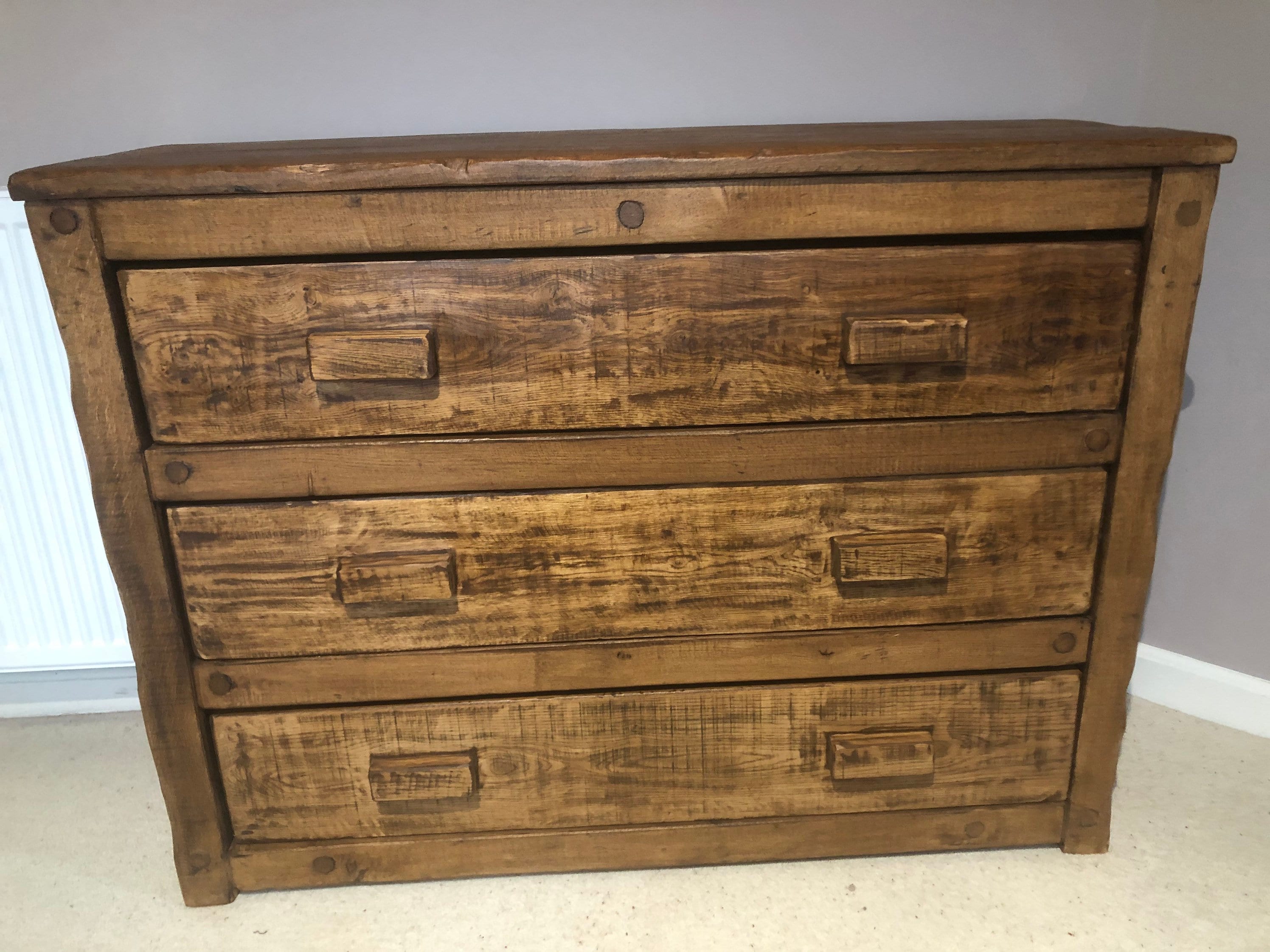 Handcrafted Solid Oak Chest of Drawers