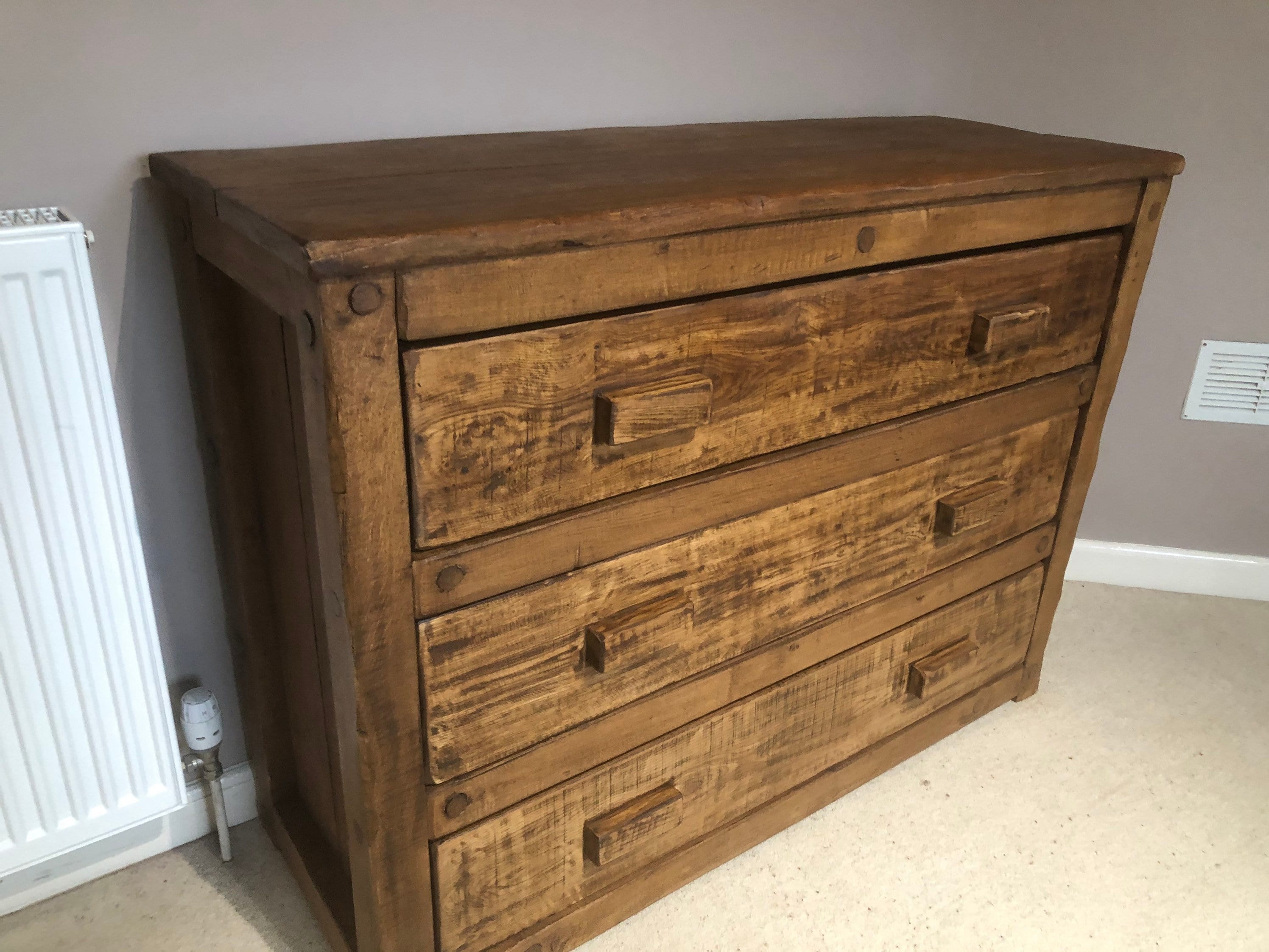 Handcrafted Solid Oak Chest of Drawers