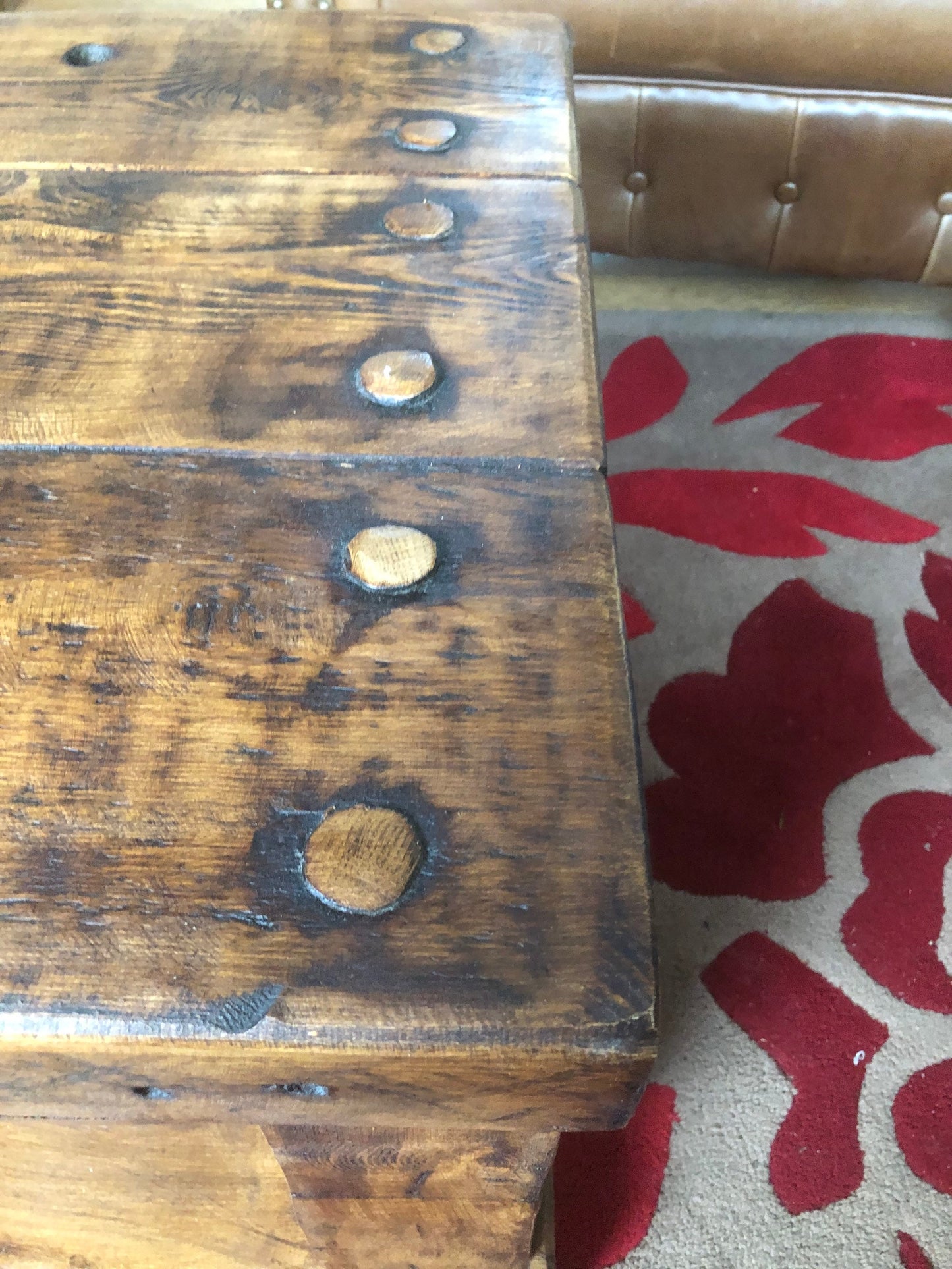 Chunky rustic coffee table made from reclaimed timber