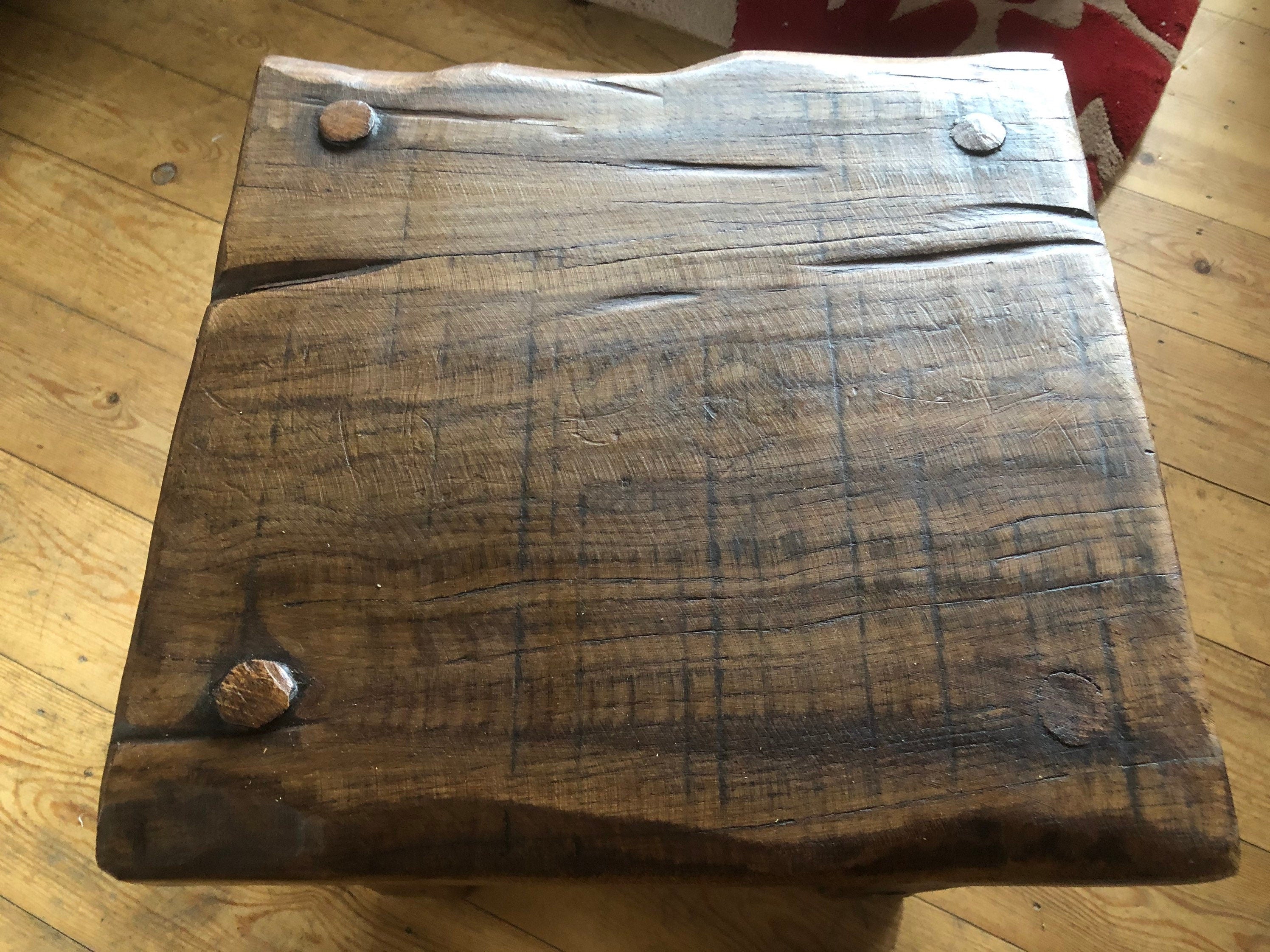 Handcrafted Reclaimed Oak Stool & Side Table