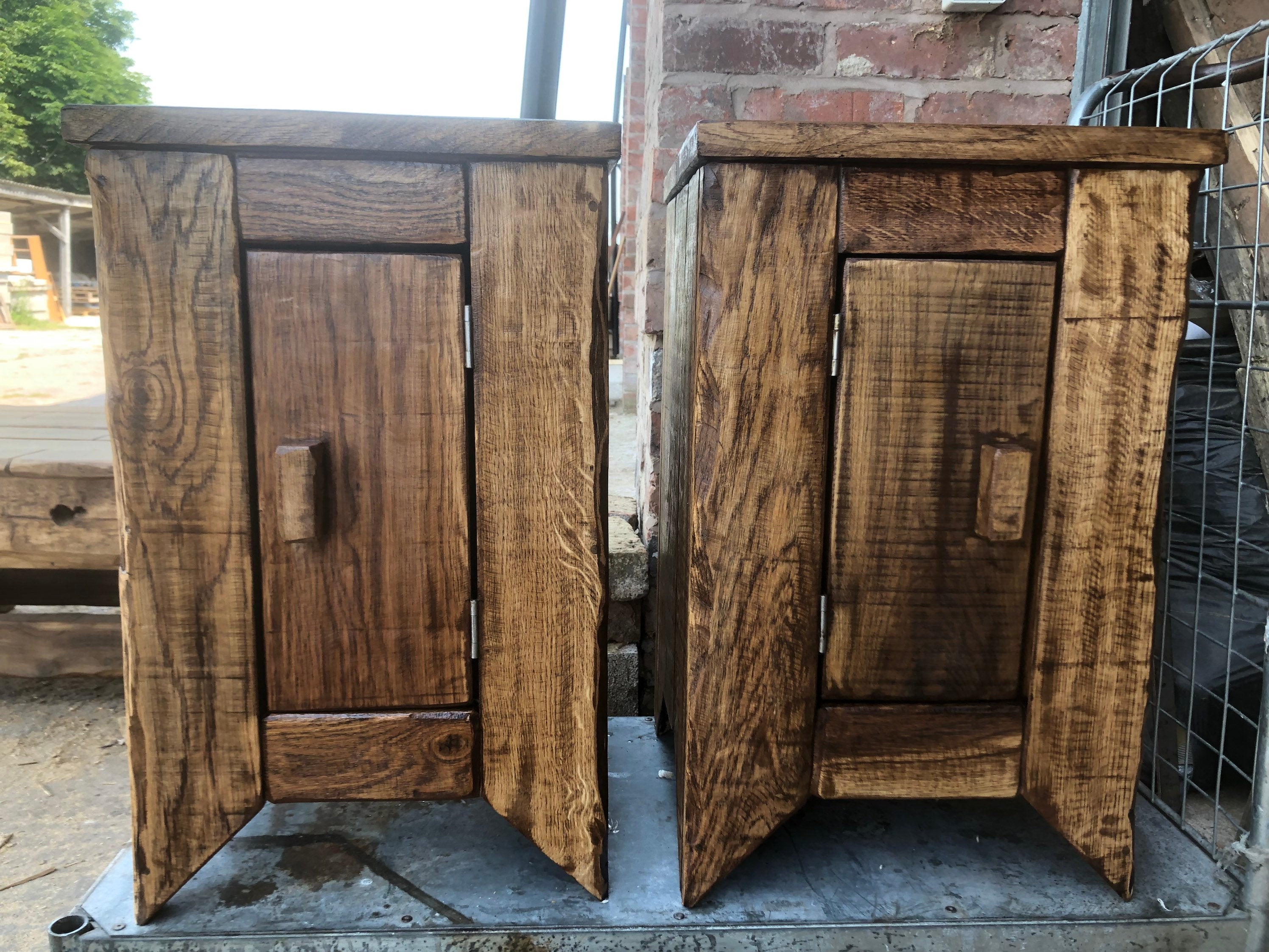 Handcrafted Reclaimed French Oak Bedside Tables