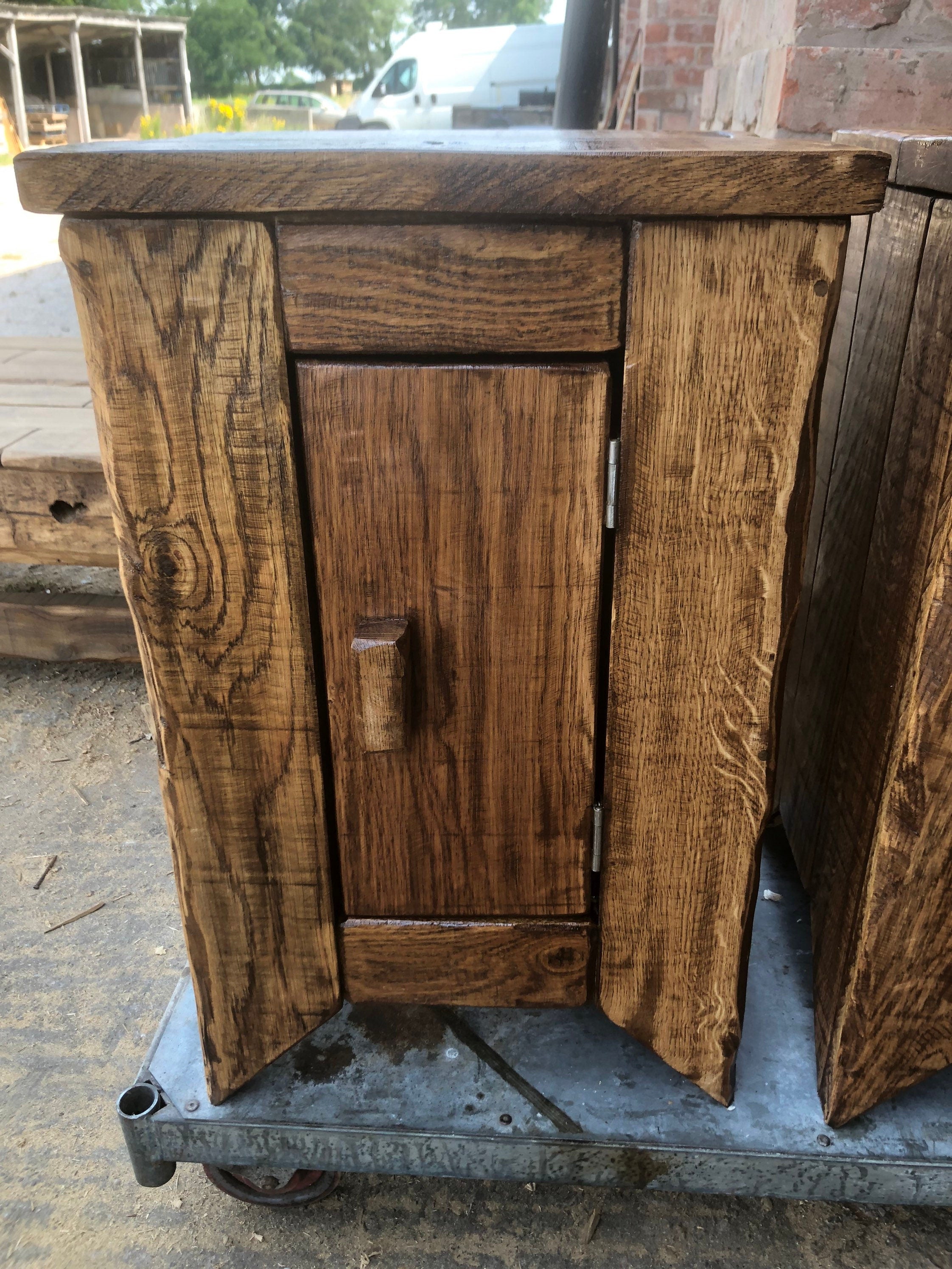 Handcrafted Reclaimed French Oak Bedside Tables