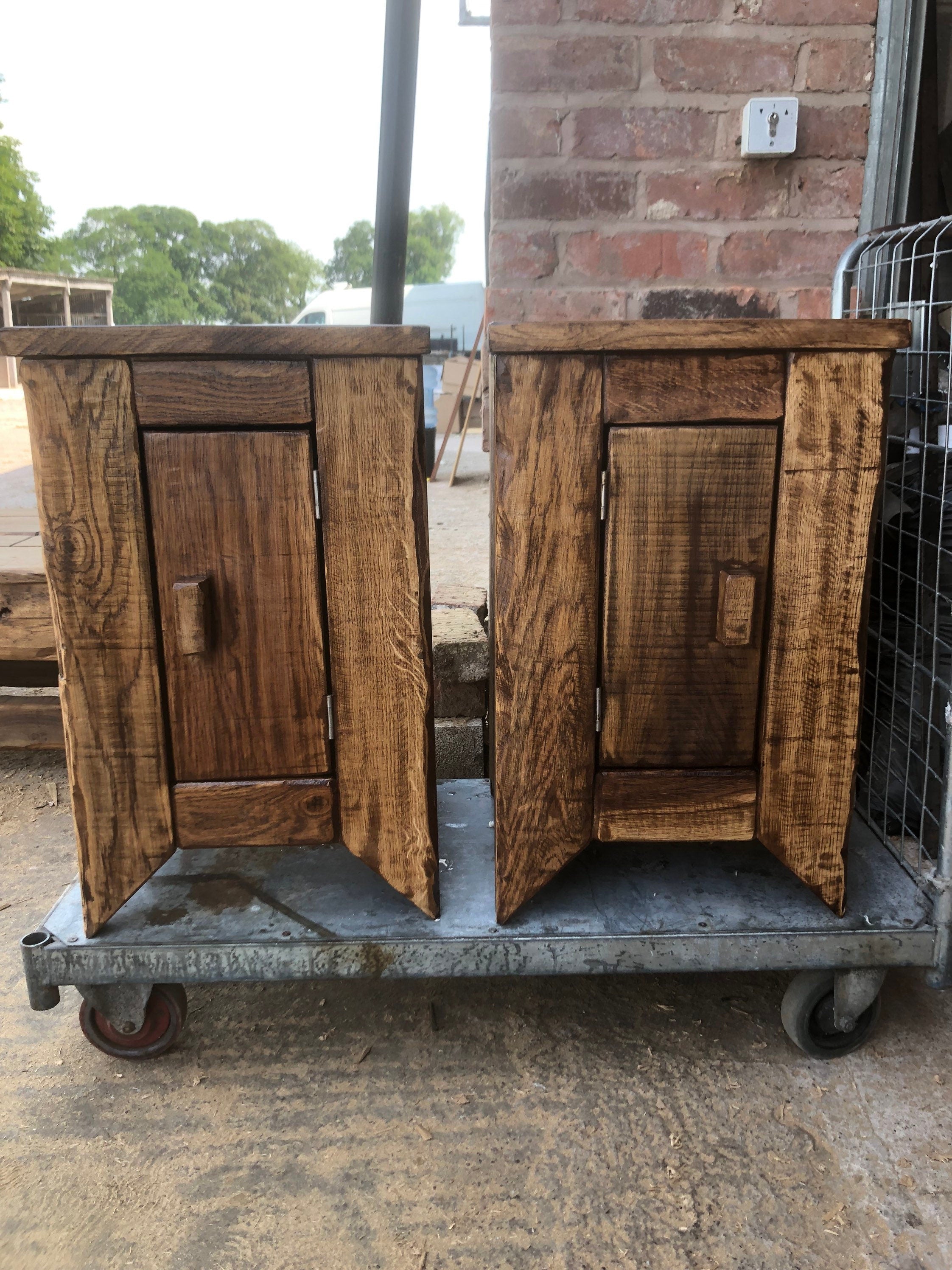 Handcrafted Reclaimed French Oak Bedside Tables
