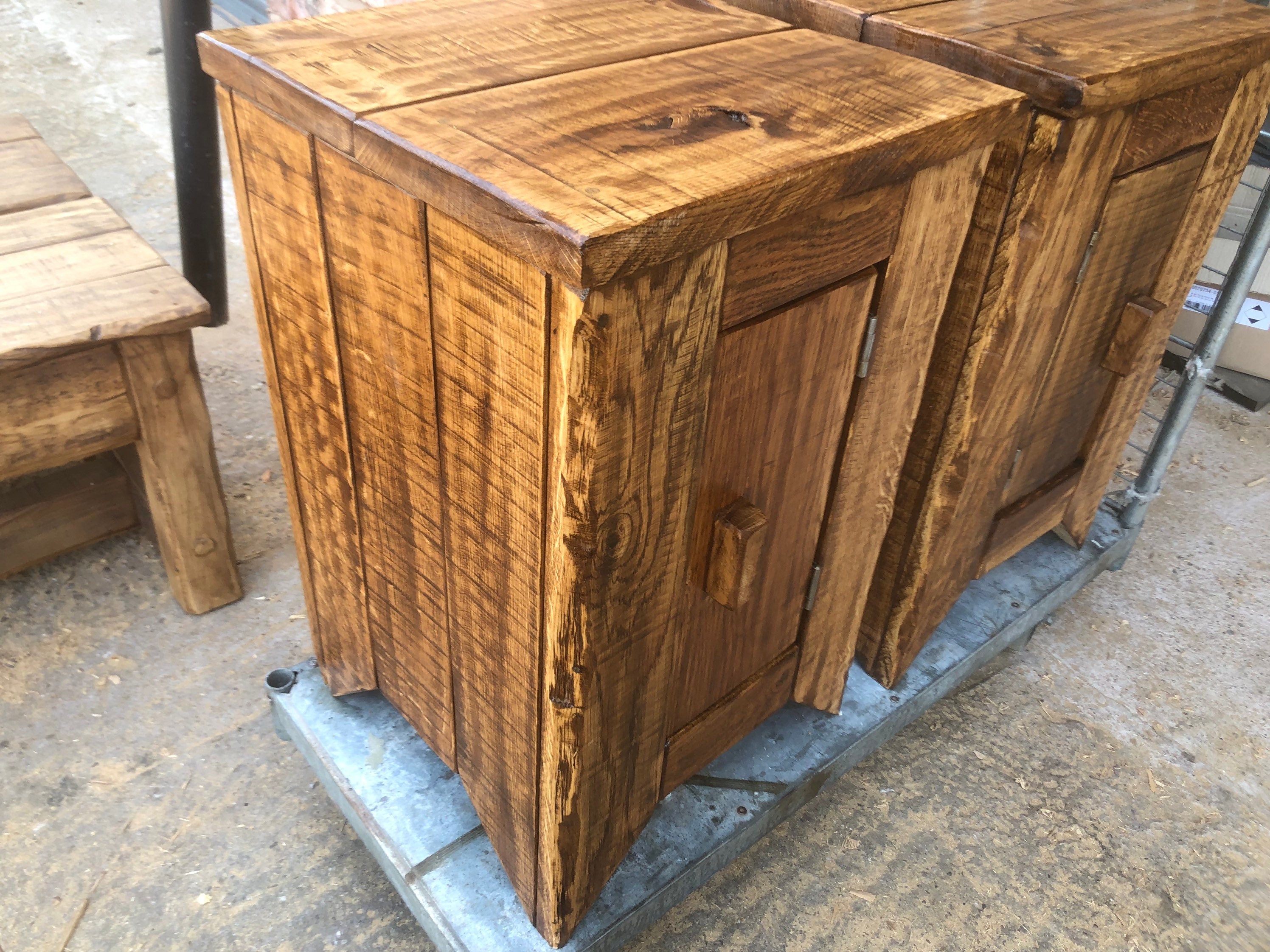 Handcrafted Reclaimed French Oak Bedside Tables