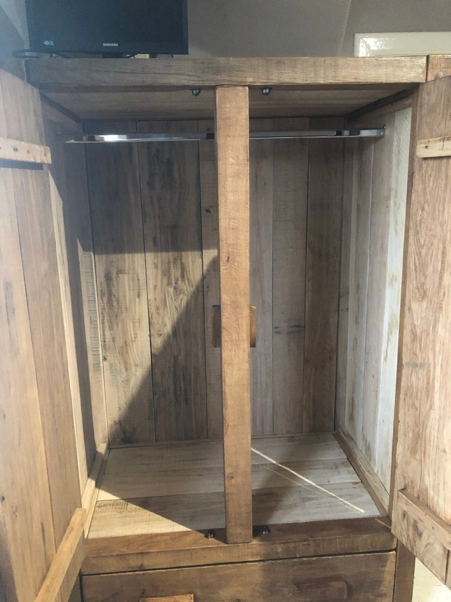 Chunky wardrobe made from reclaimed French oak