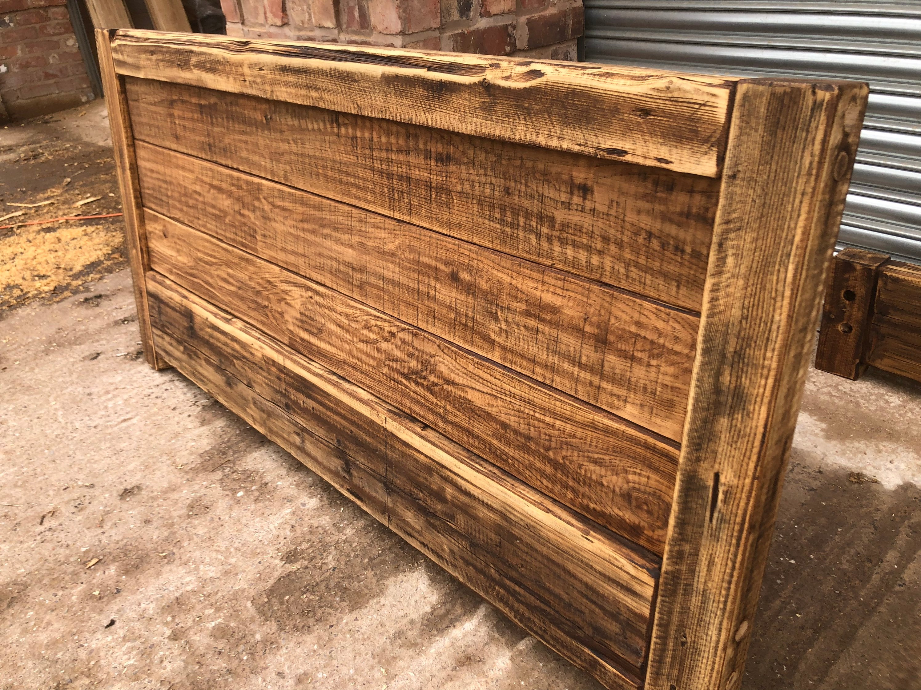 Handmade Rustic Reclaimed French Oak Double Bed Frame