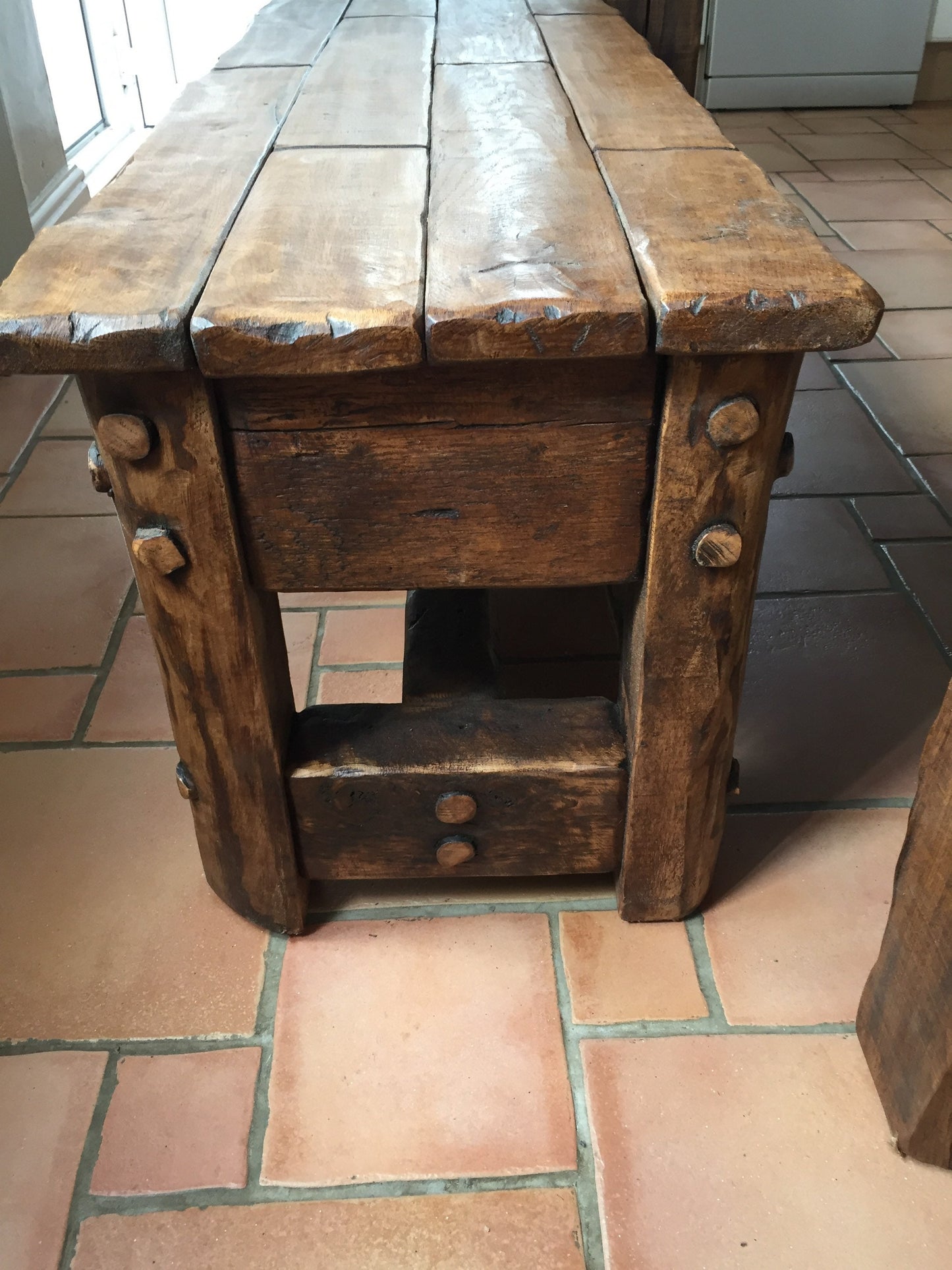 Handmade rustic French oak dining set