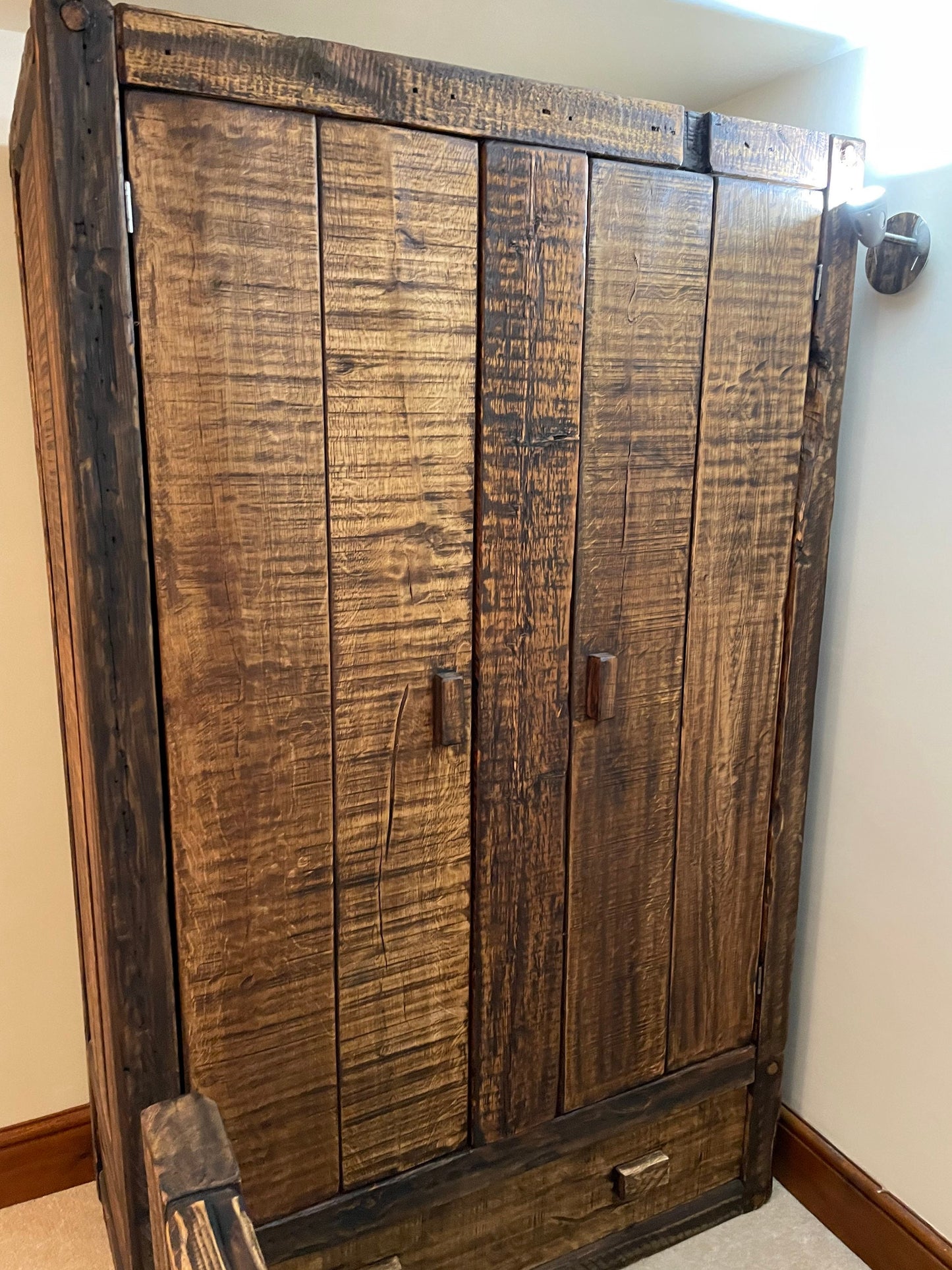 Chunky wardrobe made from reclaimed French oak