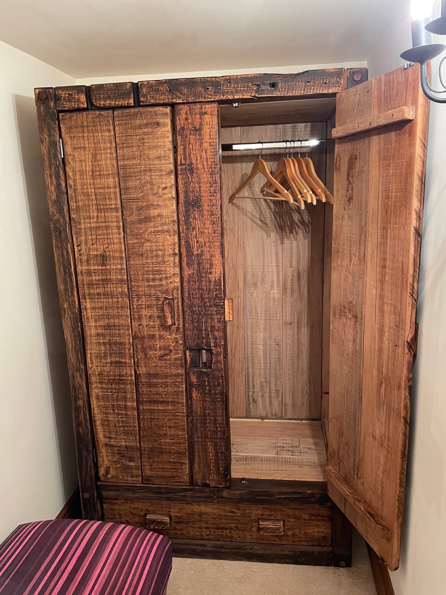 Chunky wardrobe made from reclaimed French oak