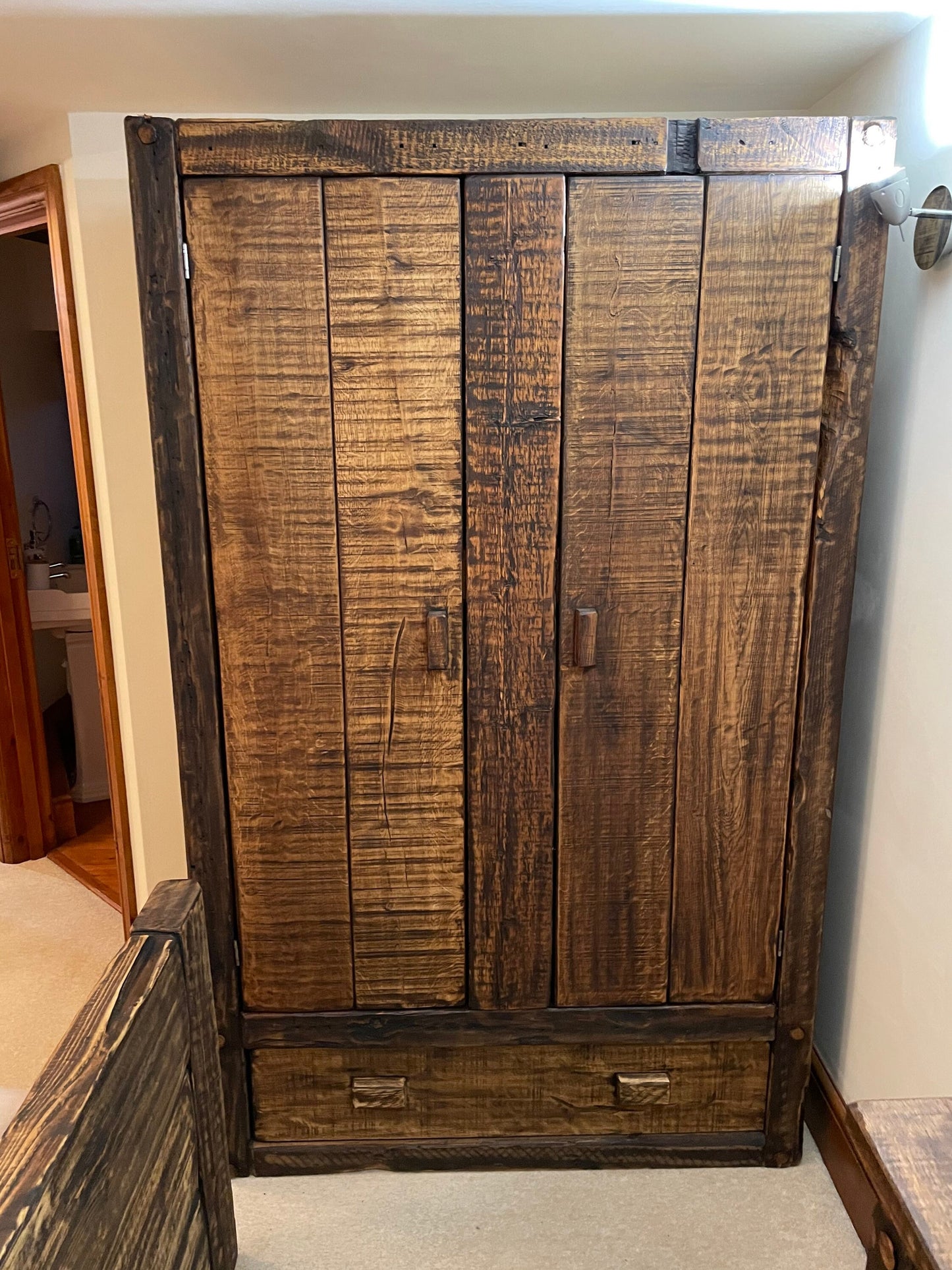 Chunky wardrobe made from reclaimed French oak